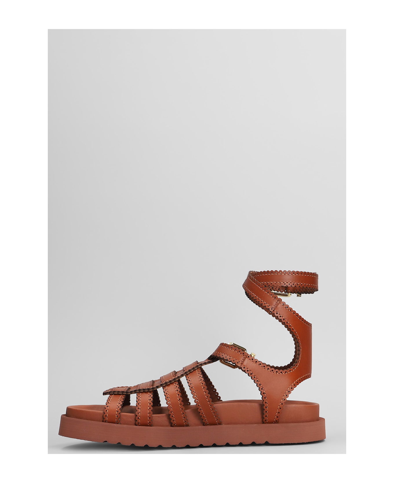 Zimmermann Goldie Gladiator Flats In Brown Leather - brown