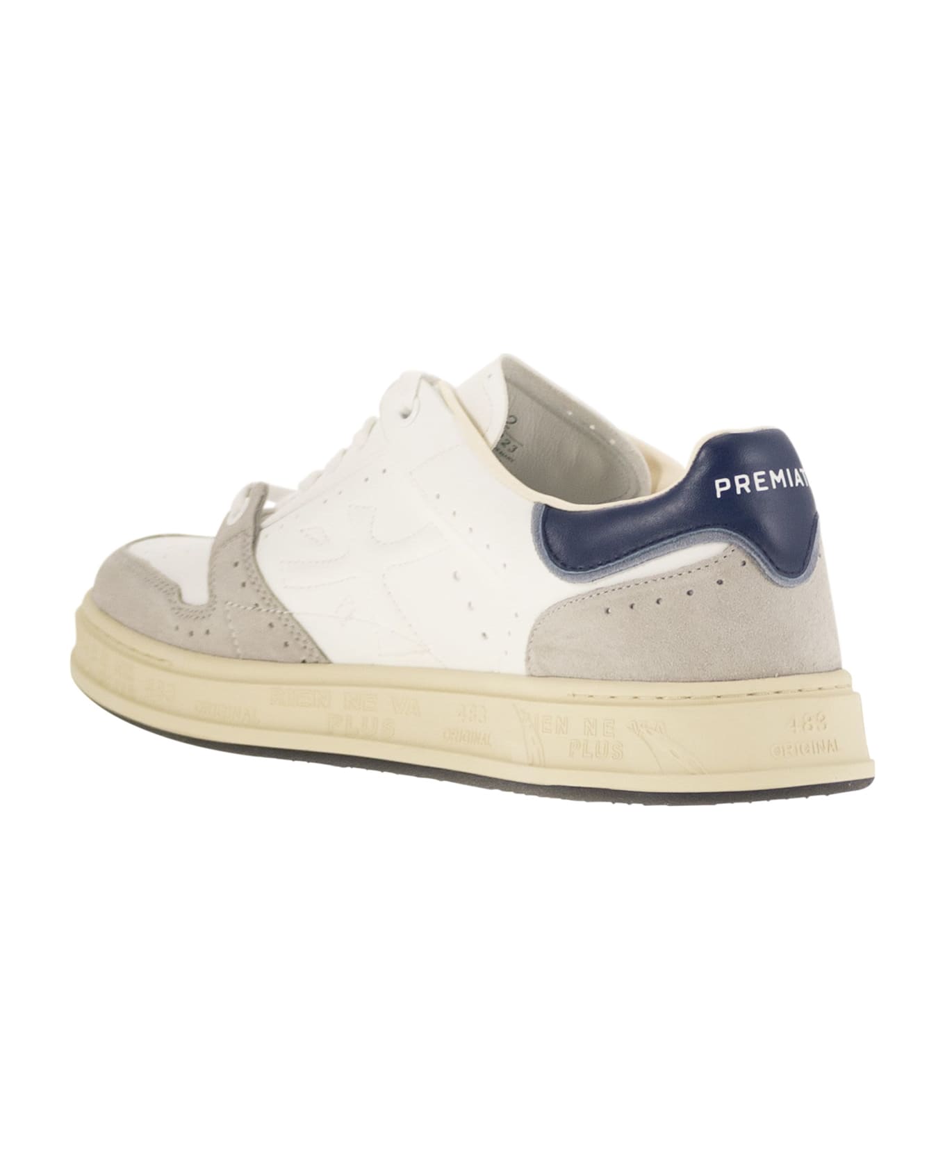 Premiata Quinn 7323 - Leather Trainers - White/blue