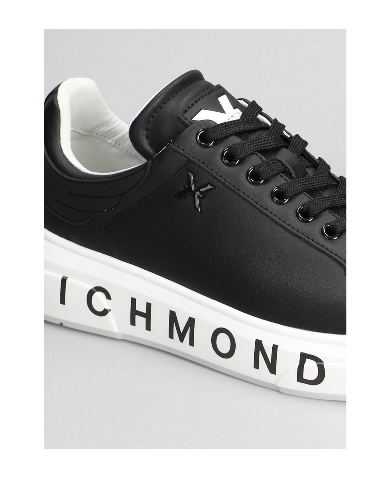 John Richmond Sneakers In Black Leather - black