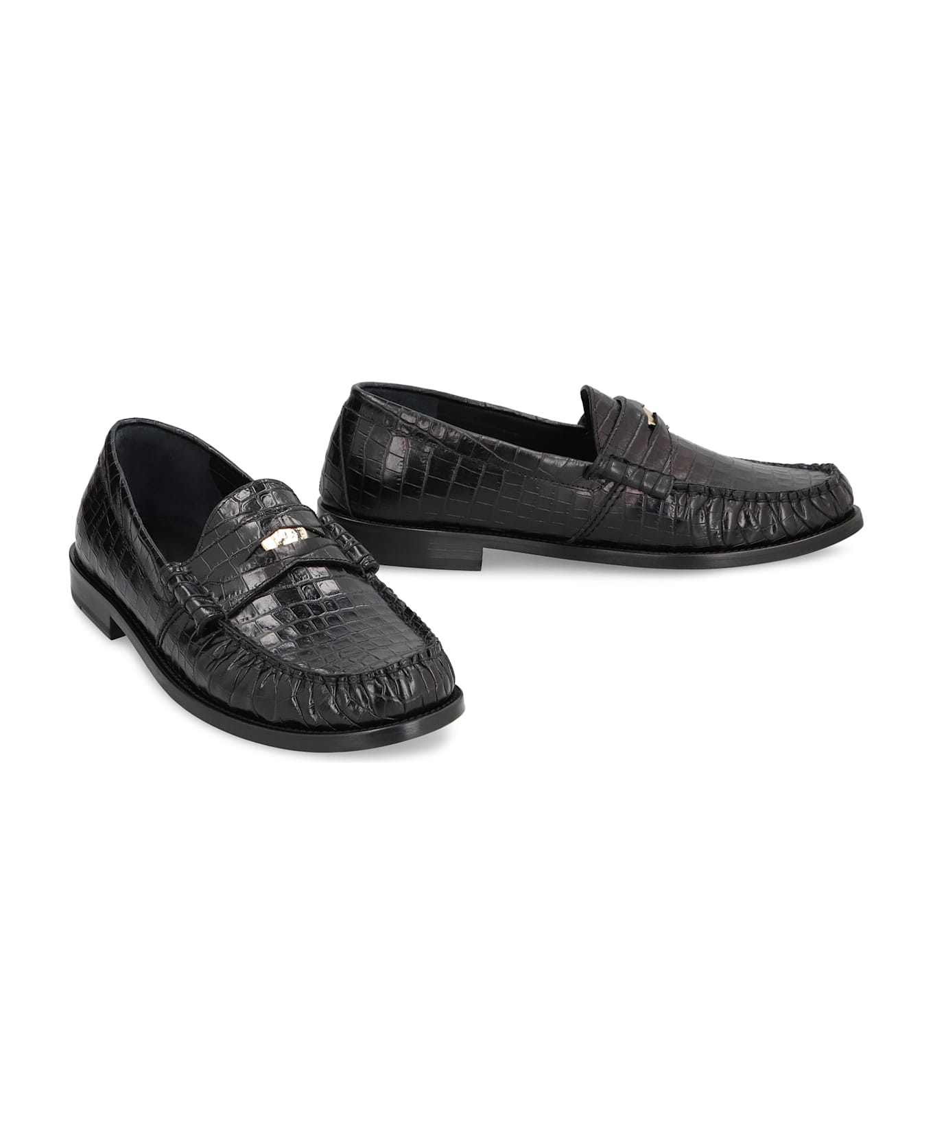 Rhude Printed Leather Loafers - black