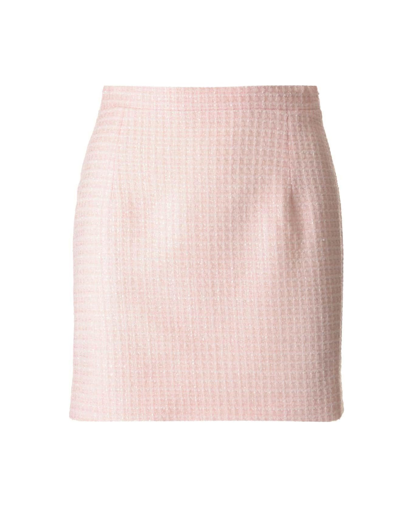 Alessandra Rich High Waist Tweed Mini Skirt - Powder