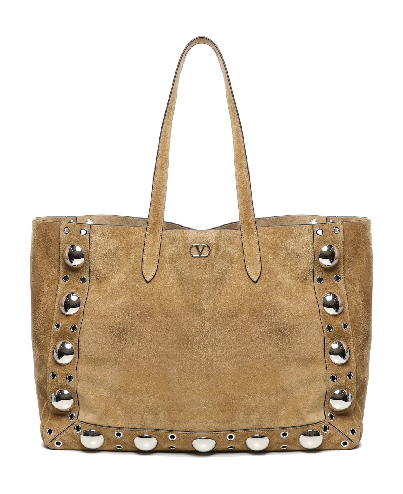 Valentino Garavani Nellcote Medium Suede Tote Bag - Beige
