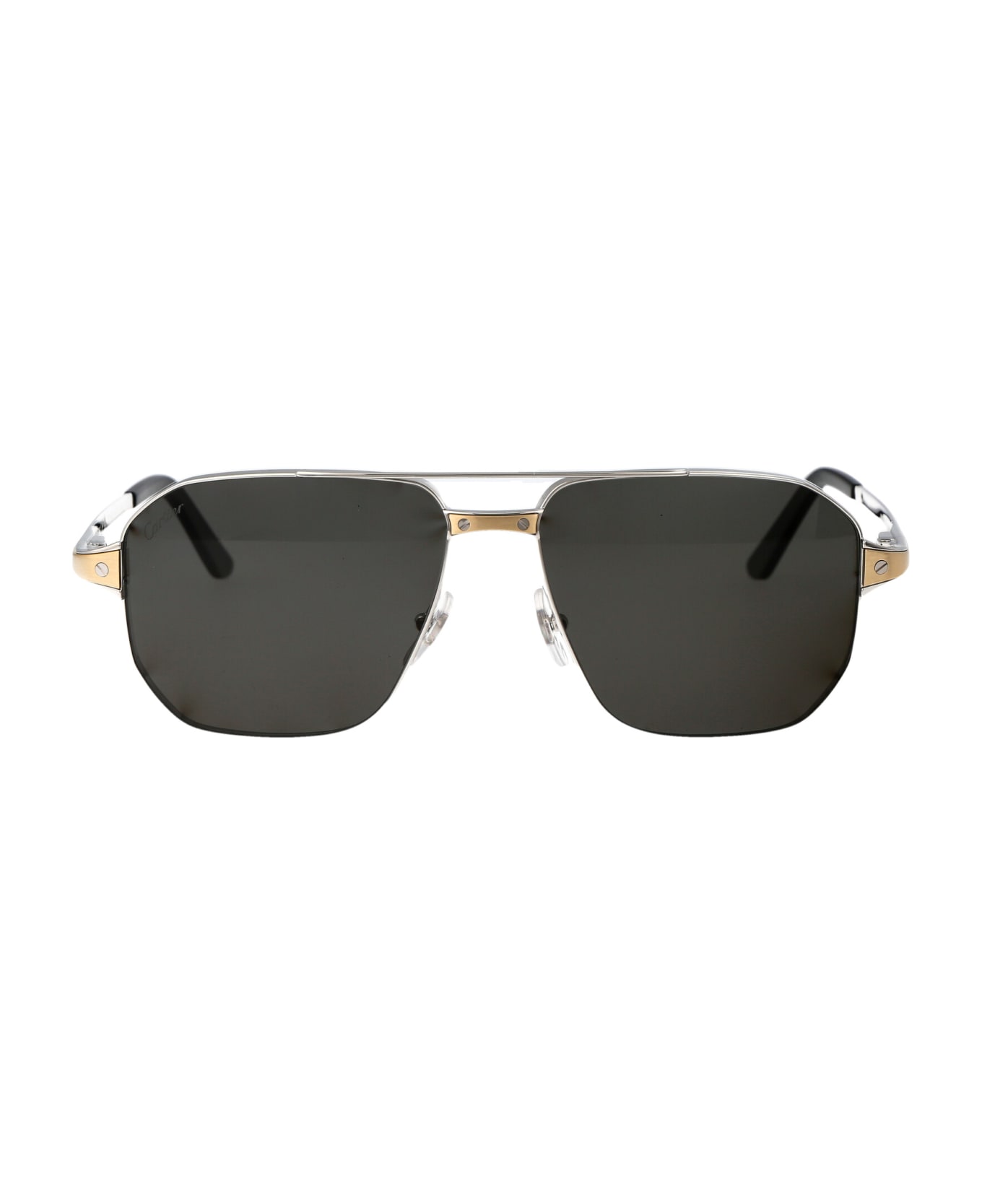 Cartier Eyewear Ct0424s Sunglasses - 001 SILVER SILVER SMOKE