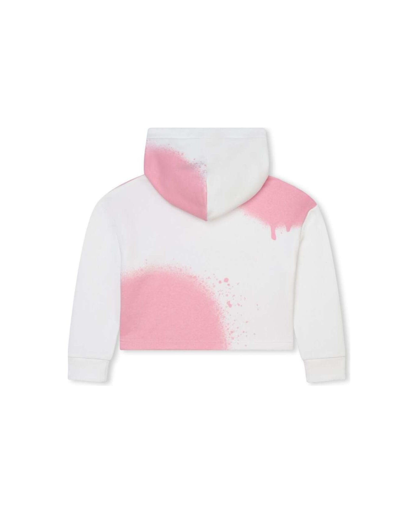 Marc Jacobs White And Pink Hoodie With Logo Print In Cotton Blend Girl - White ニットウェア＆スウェットシャツ