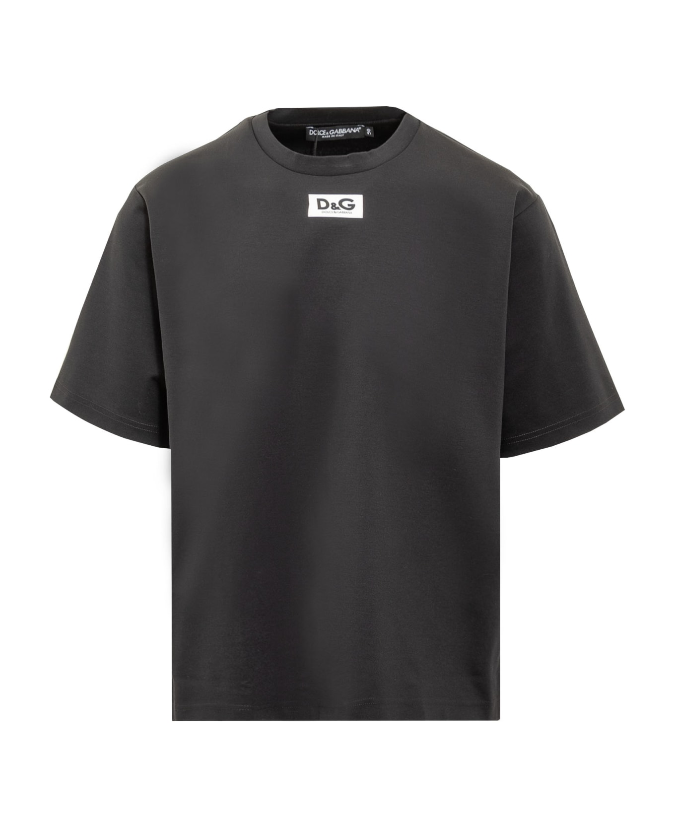 Dolce & Gabbana Cotton T-shirt With Logo Patch - NERO シャツ