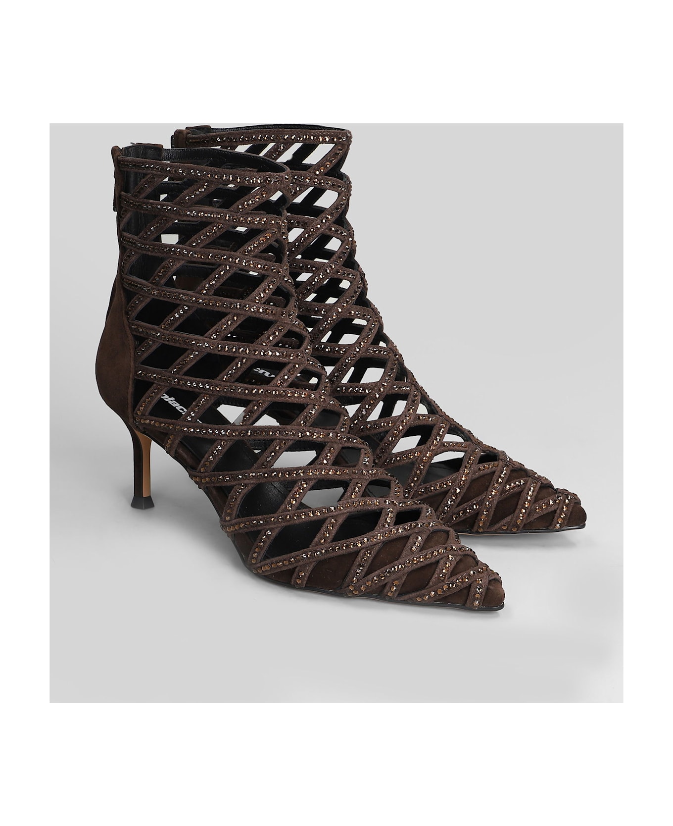 Lola Cruz High Heels Ankle Boots In Brown Suede - brown ブーツ