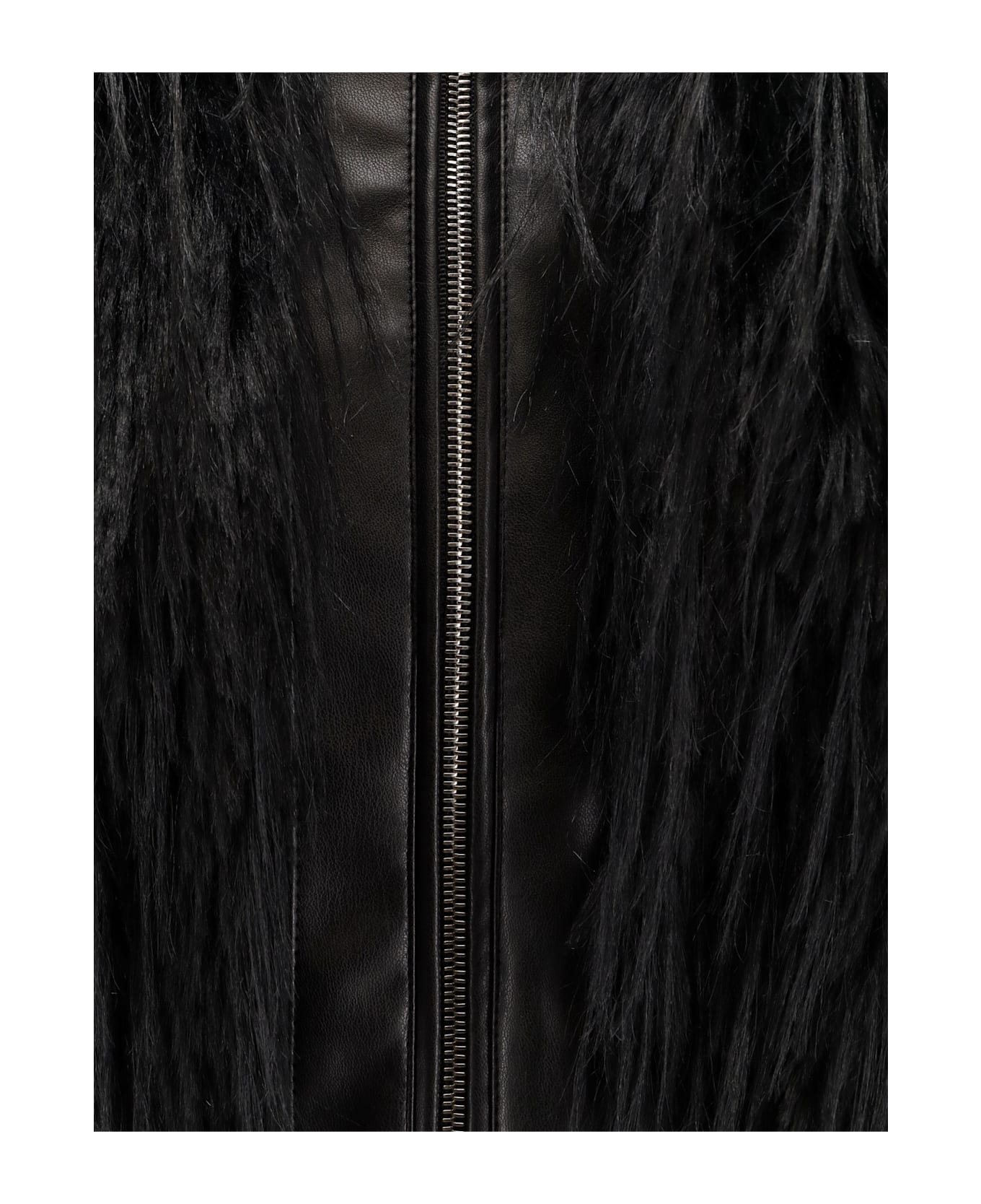 Hugo Boss Cecool Faux Leather Jacket With Feathers - Black