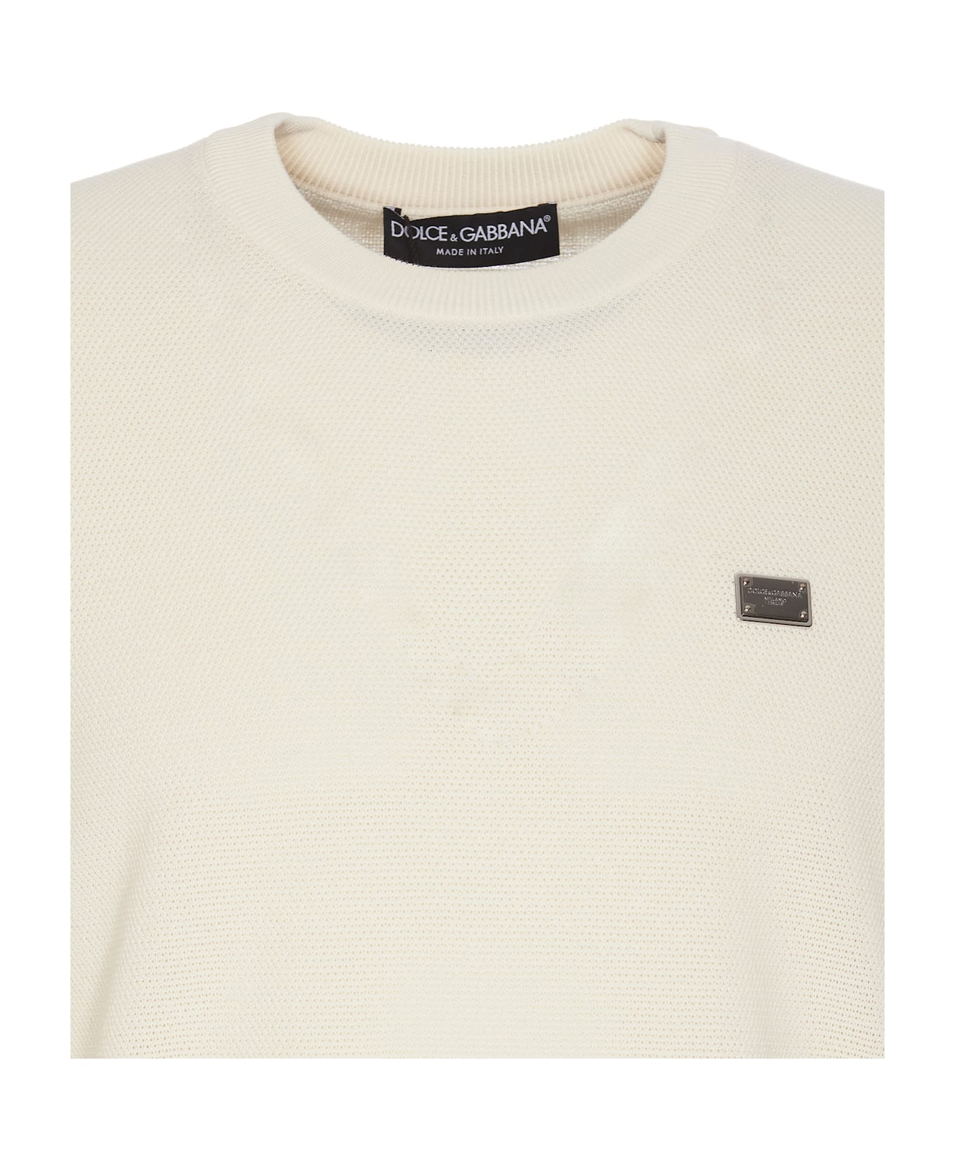 Dolce 
Gabbana Logo Plaque T-shirt - Beige