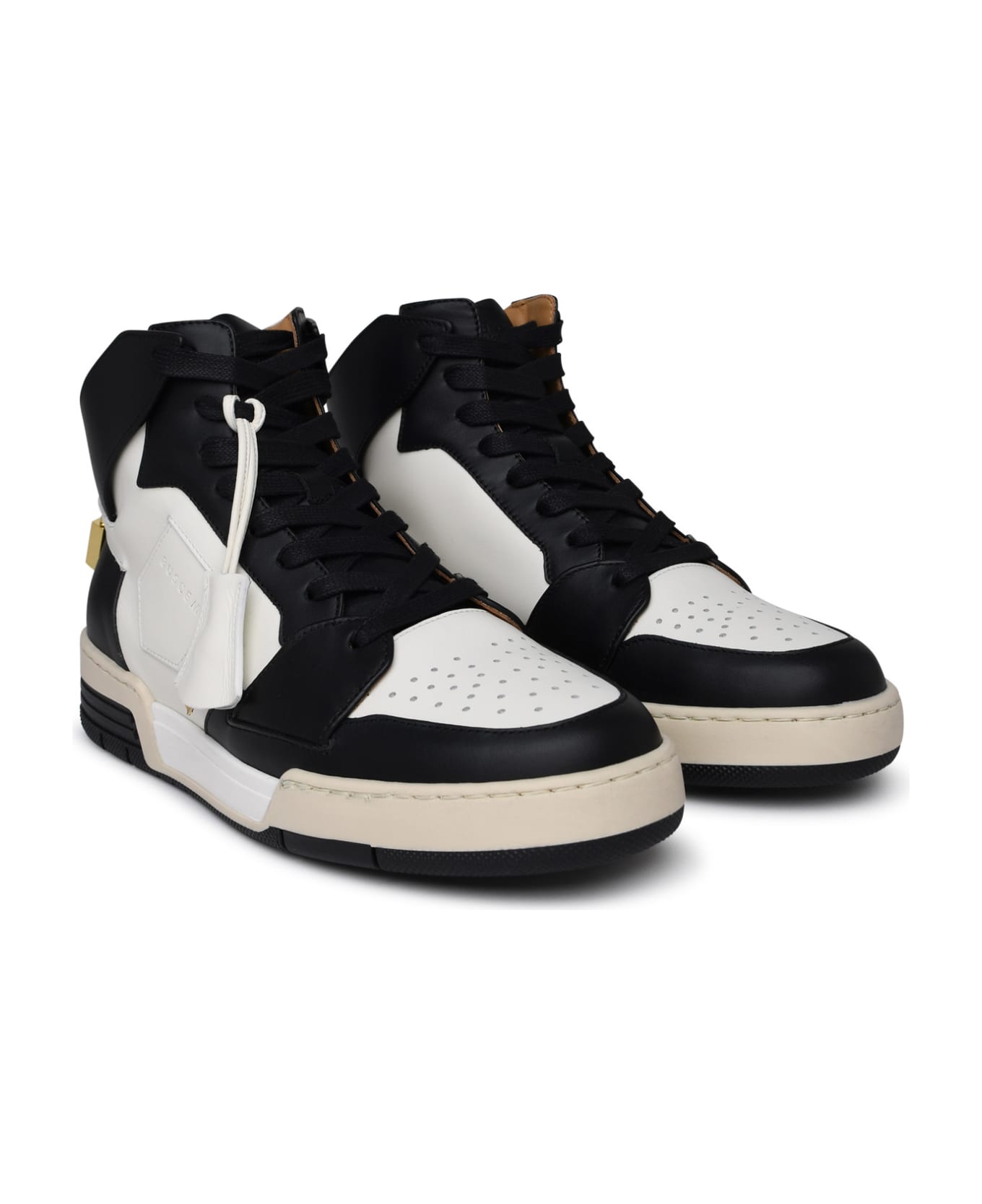 Buscemi 'air Jon' Black And White Leather Sneakers - White