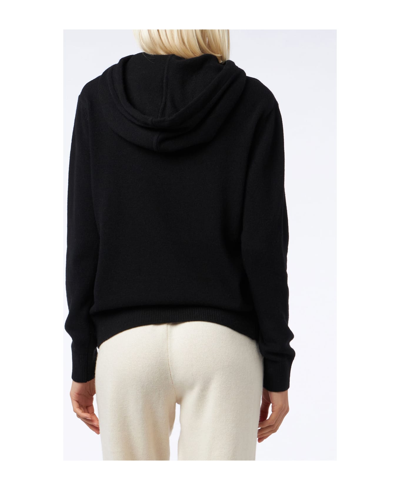 MC2 Saint Barth Woman Black Knitted Hoodie With St. Barth Embroidery - BLACK