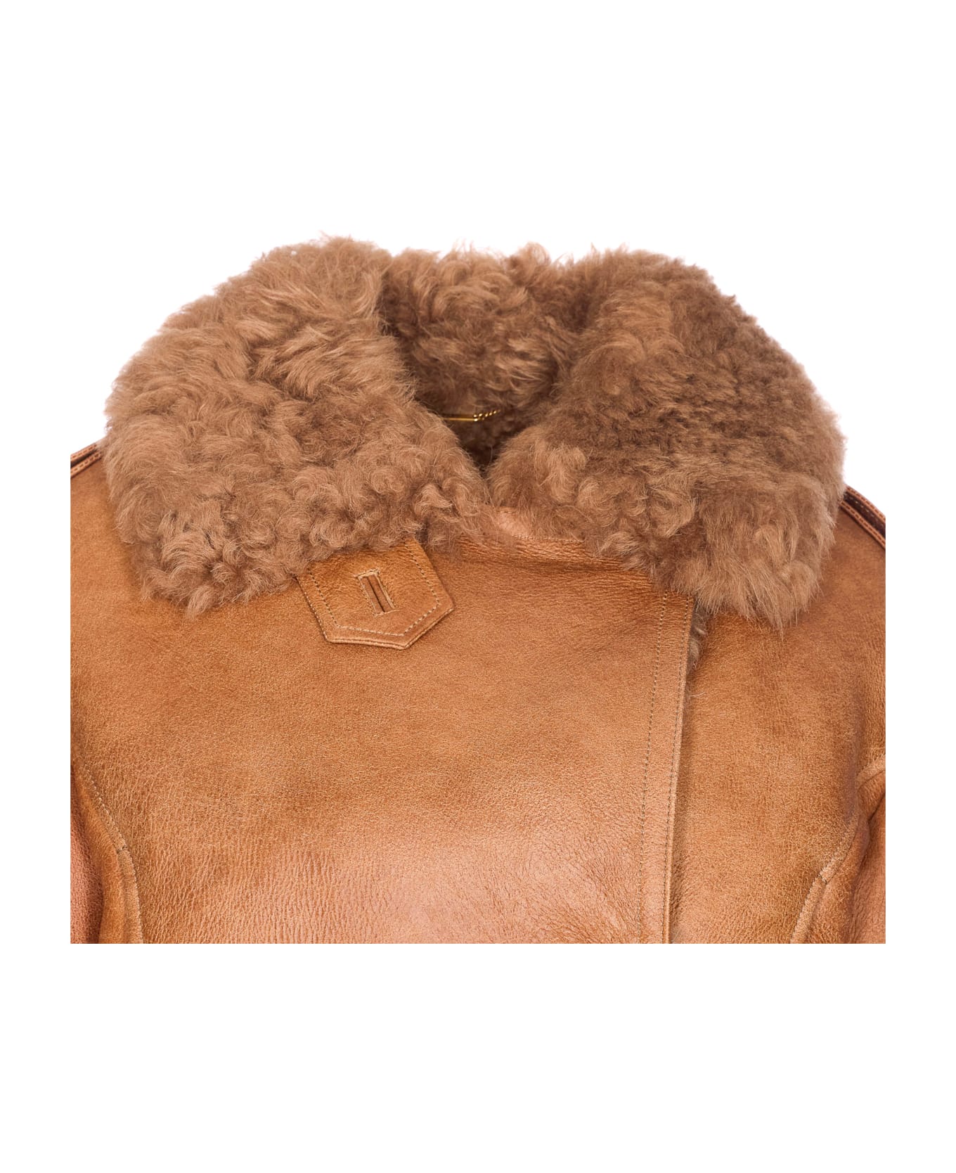 Chloé Leather Short Boxy Jacket - Brown