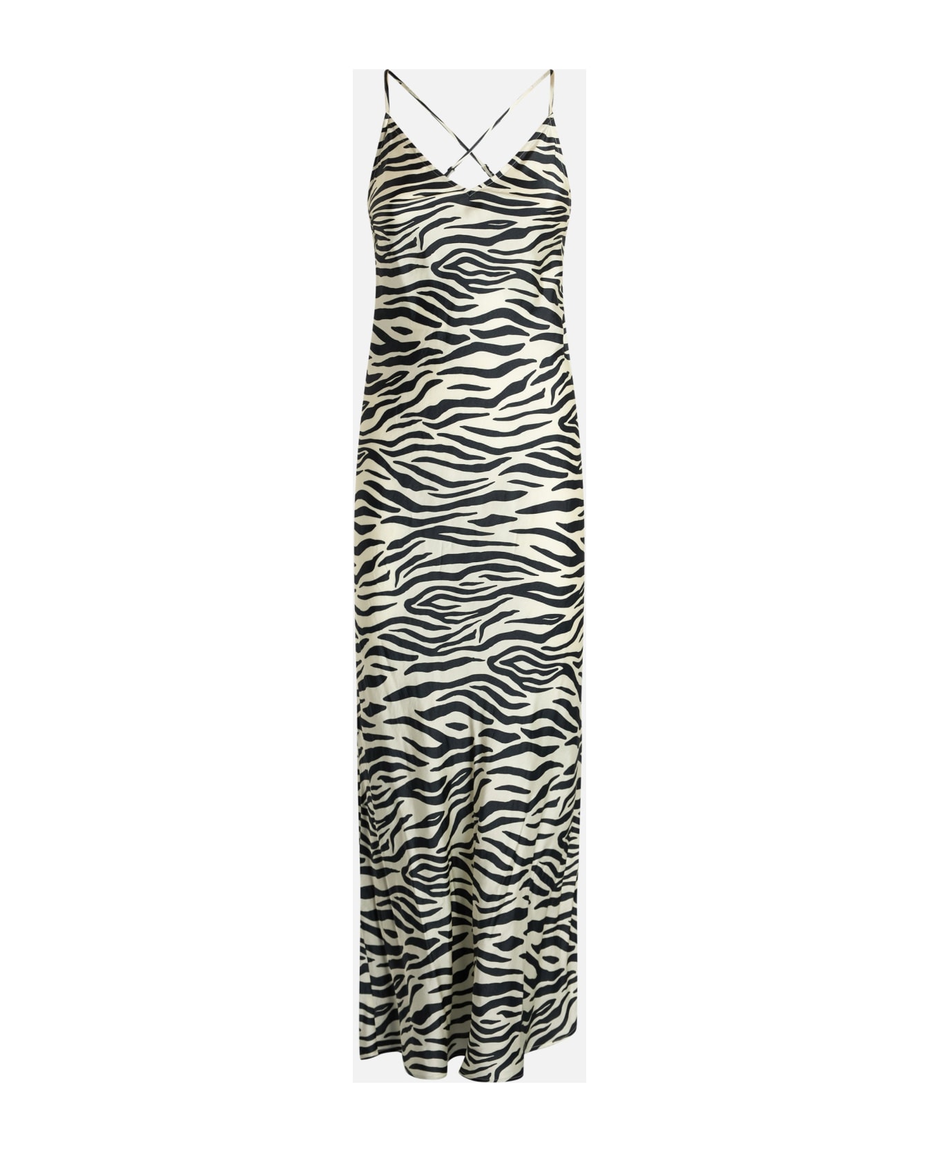 MC2 Saint Barth Woman Satin Zebra Slip Dress Eydis - WHITE