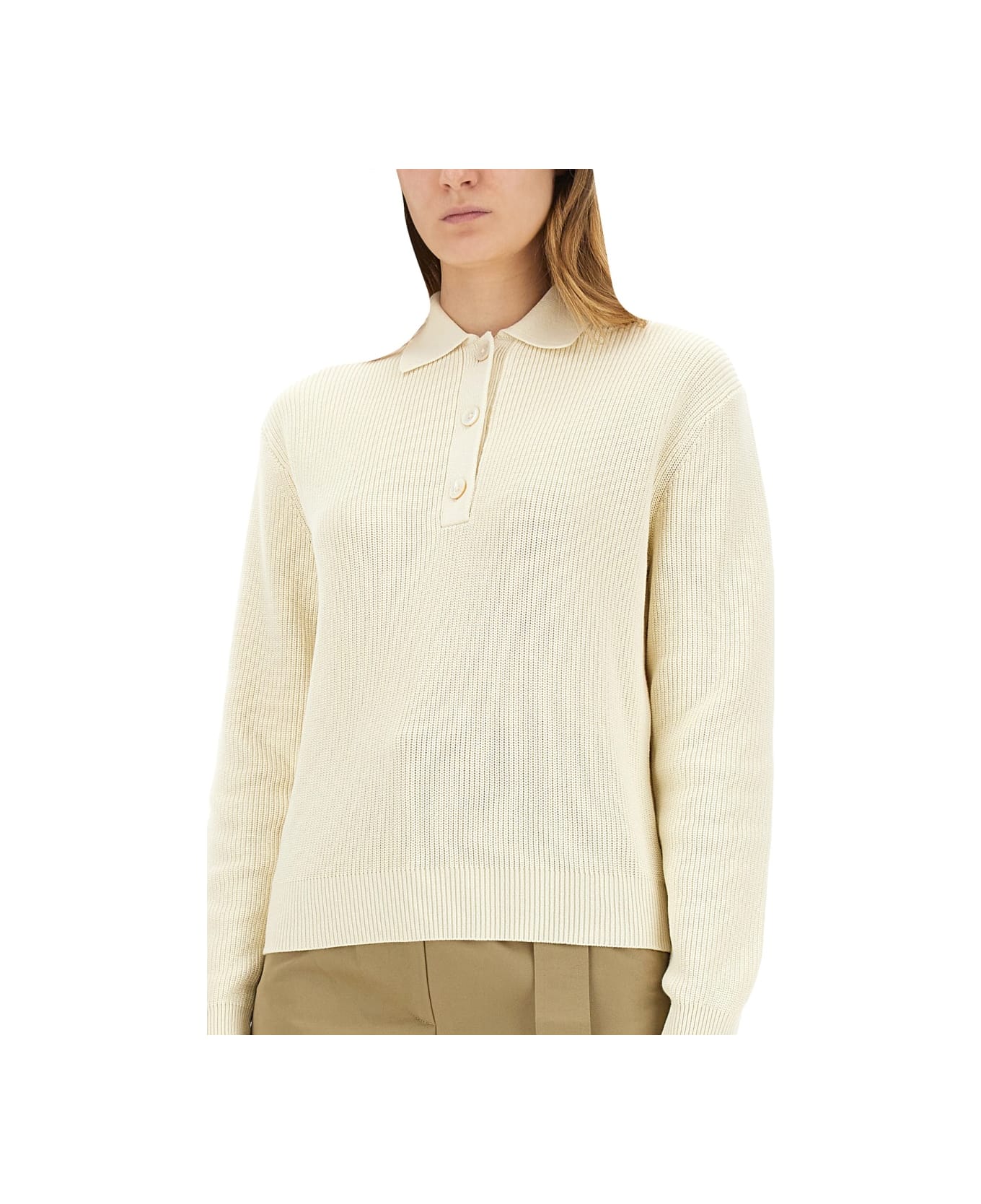 Studio Nicholson "chesapeake" Knit Polo Shirt - IVORY