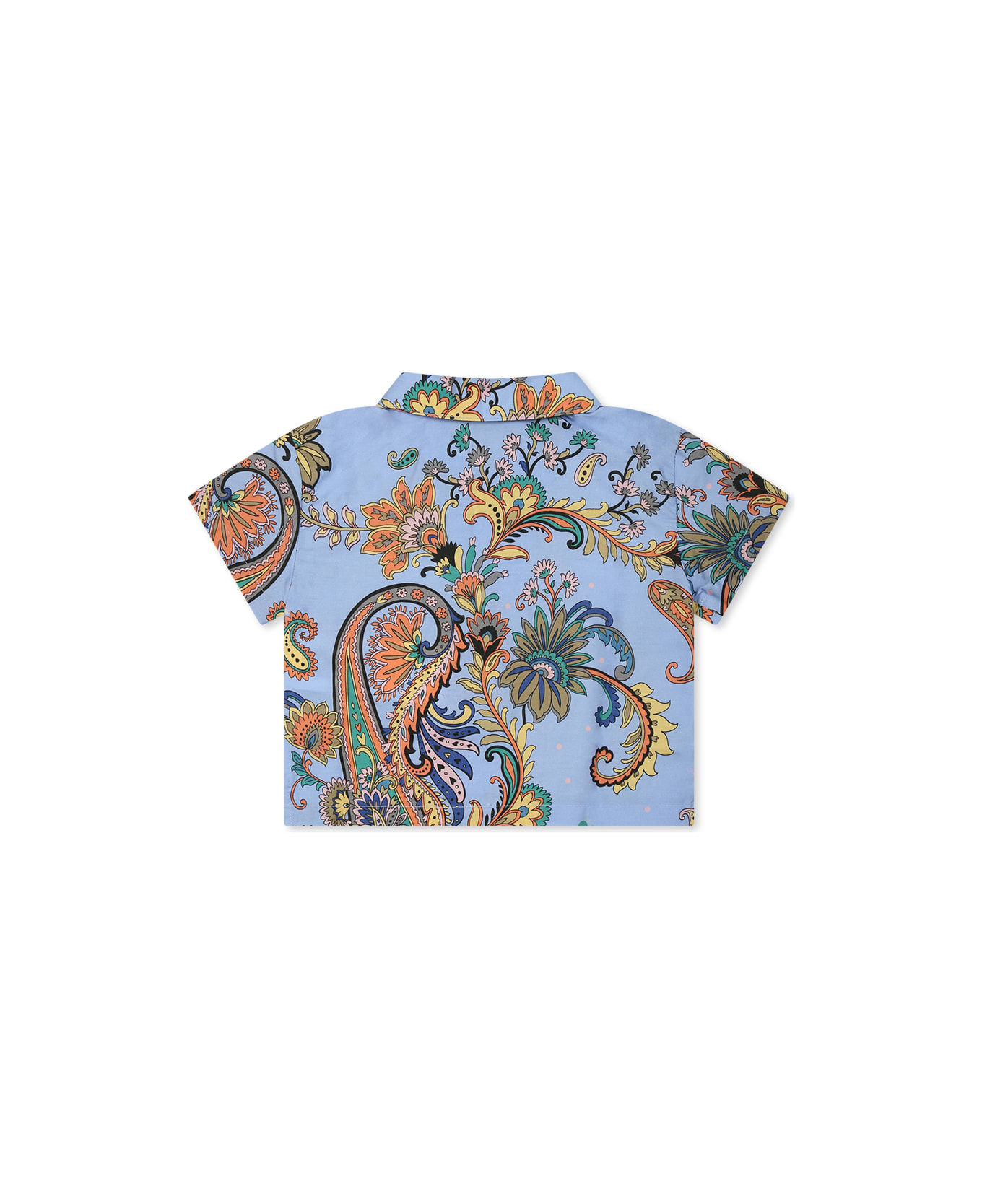 Etro Light Blue Shirt For Baby Boy With Paisley Print - Light Blue