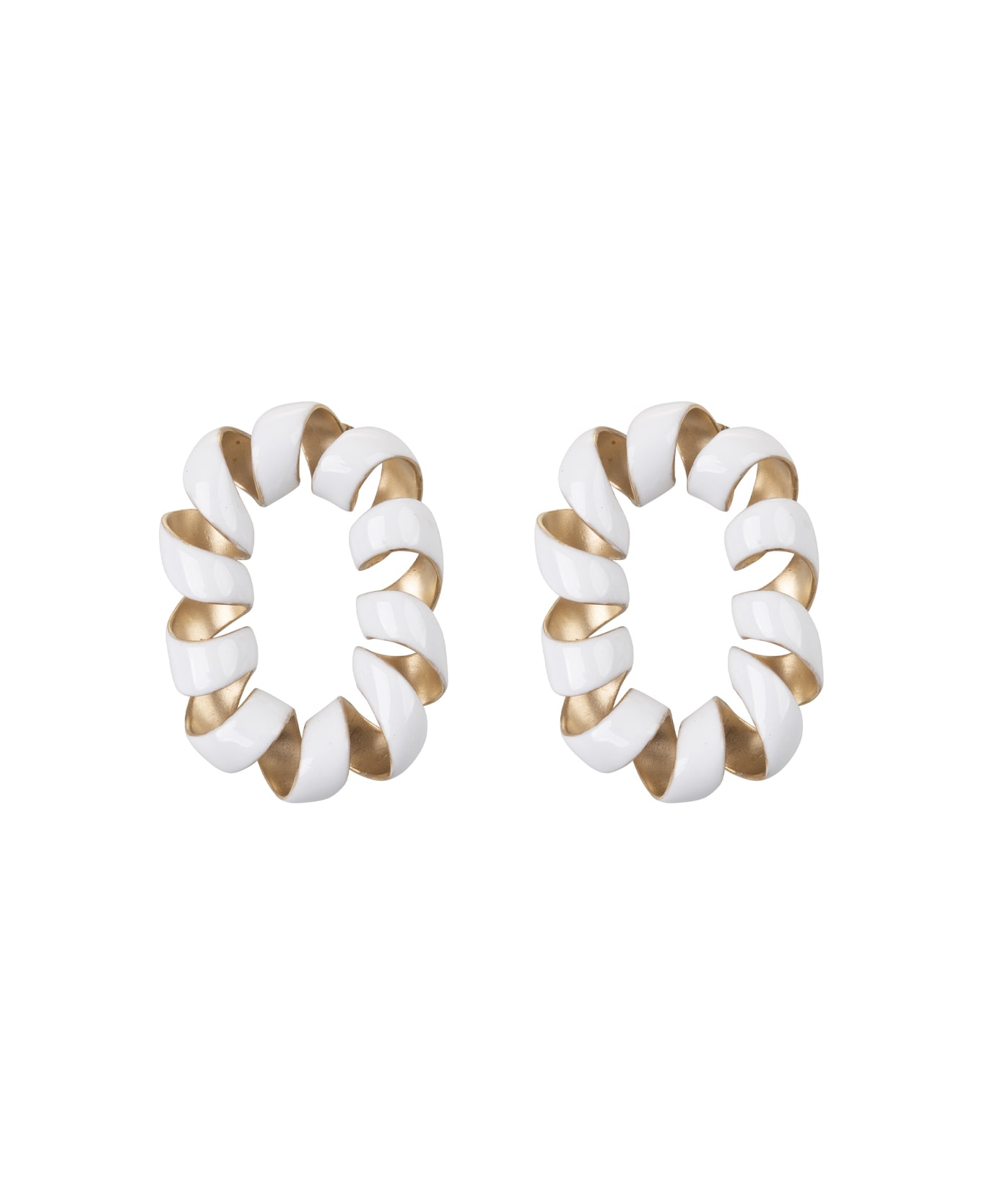 Paco Rabanne White Enamelled Brass Earrings - White