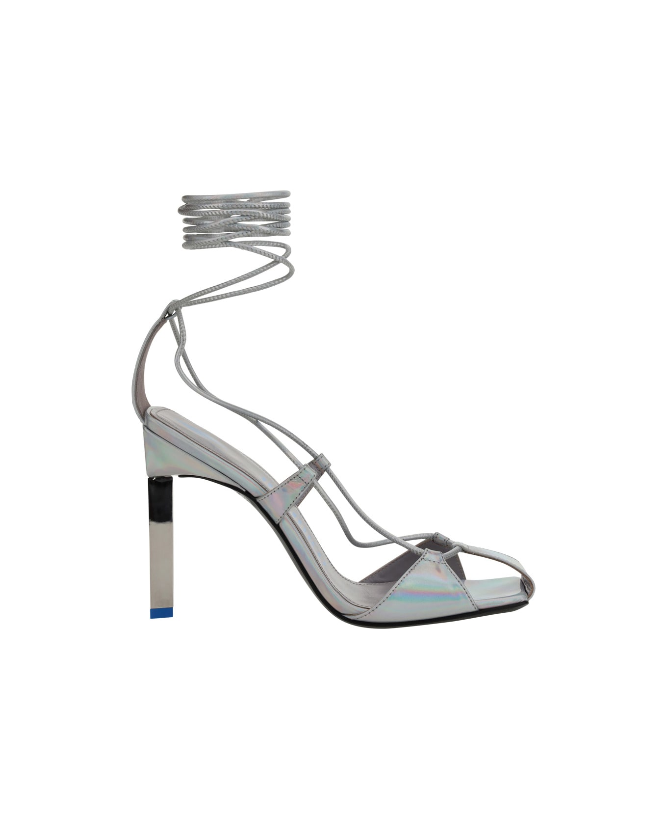 The Attico Lace Strap Sandals - HOLOGRAPHIC SILVER
