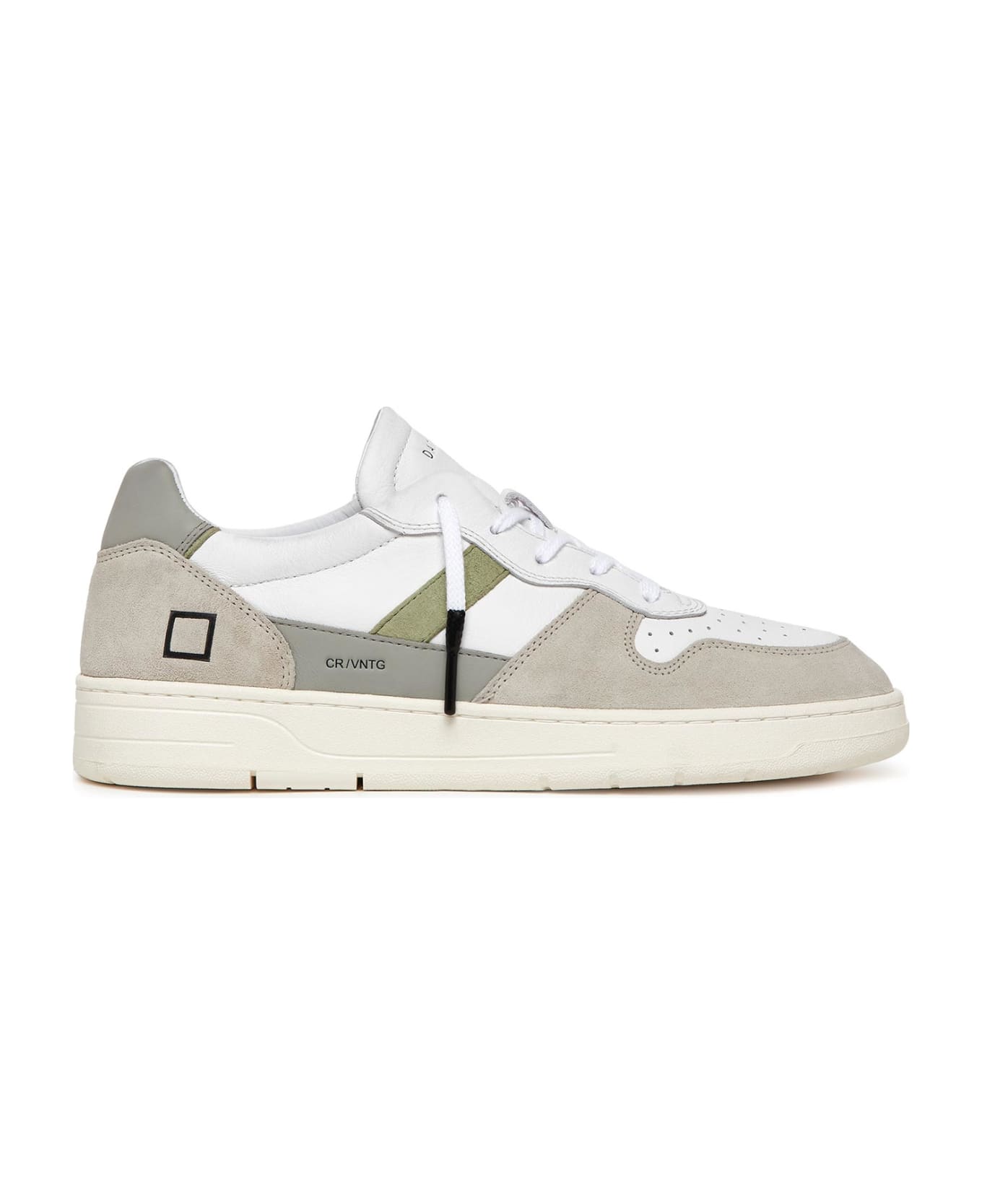 D.A.T.E. Court 2.0 Sneaker In Leather And Suede - WHITE SAGE