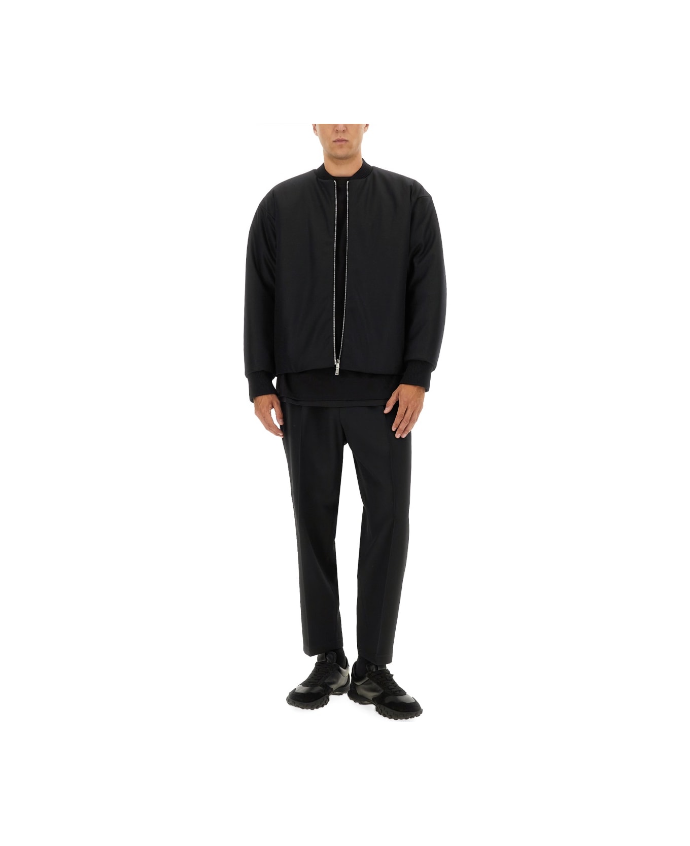 Jil Sander Wool Bomber. - BLACK
