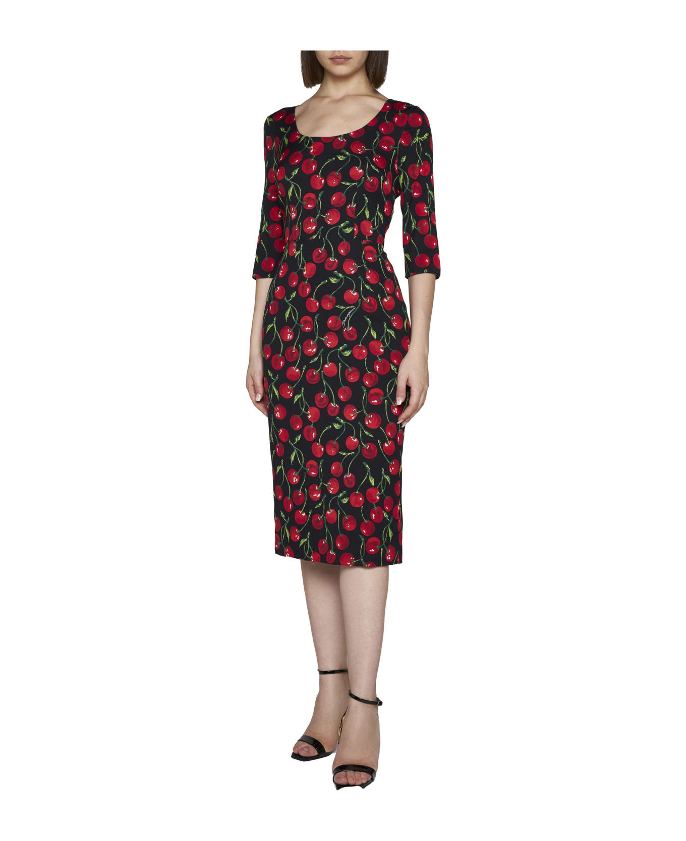 Dolce & Gabbana Cherry Print Dress - Ciliegie fdo nero