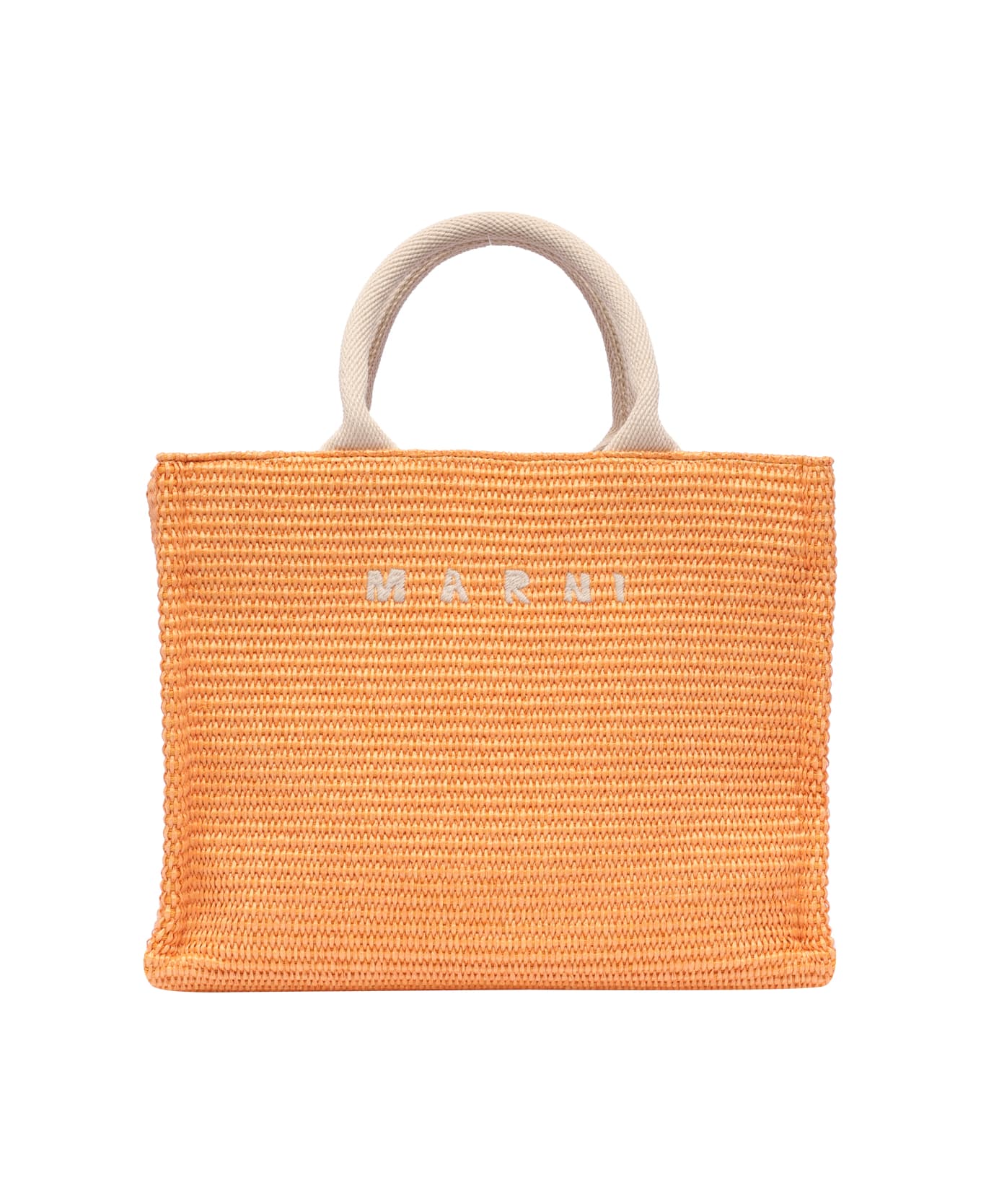 Marni Rafia Effect Logo Tote Bag - Orange