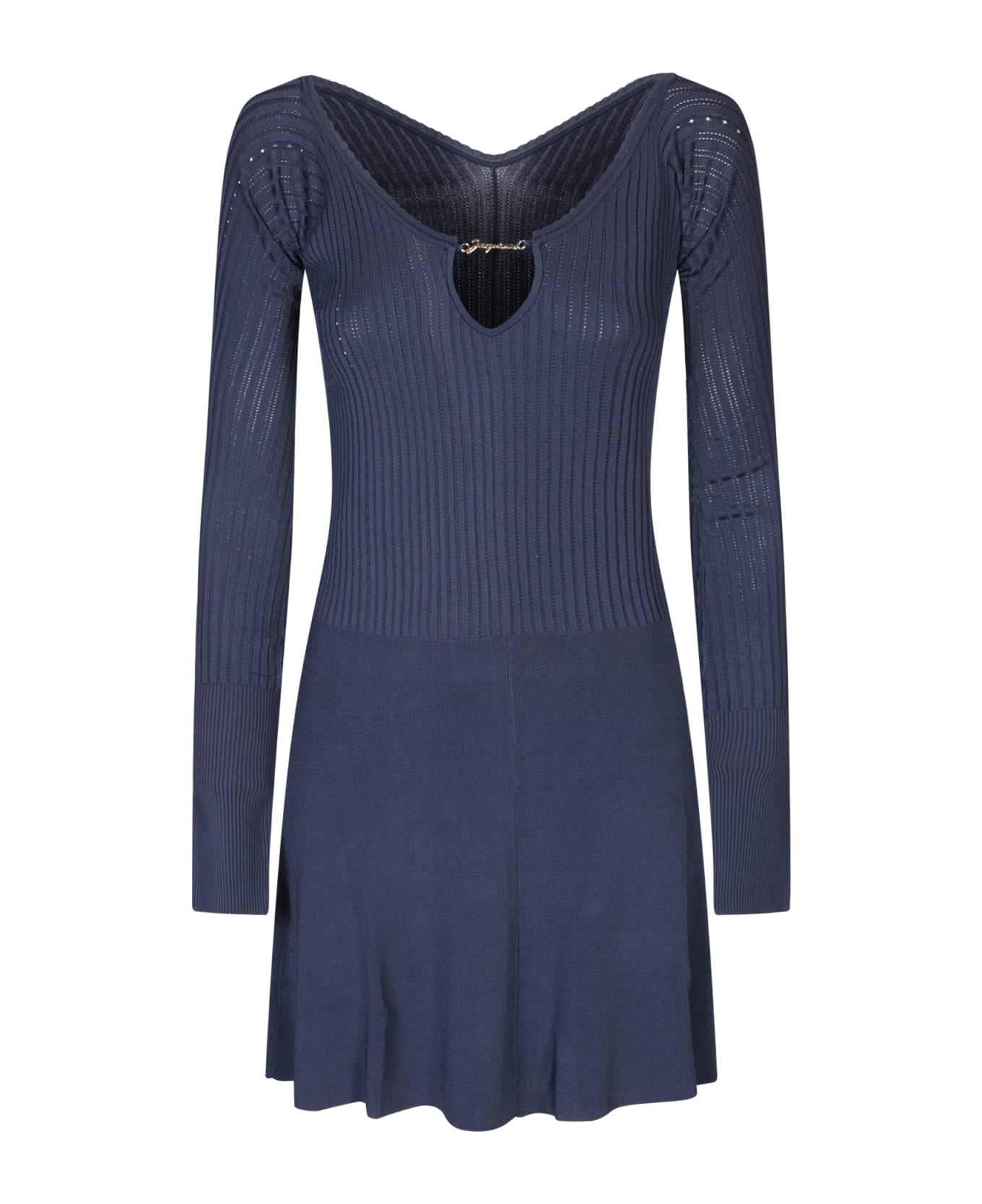 Jacquemus Long Sleeve Scalloped Mini Dress - Blue