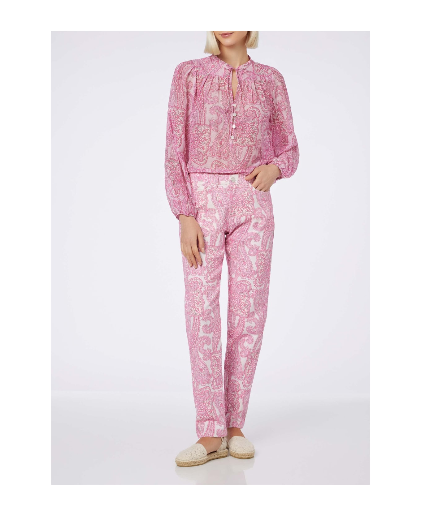 MC2 Saint Barth Woman Silk Voile Paisley Blouse Harper - PINK