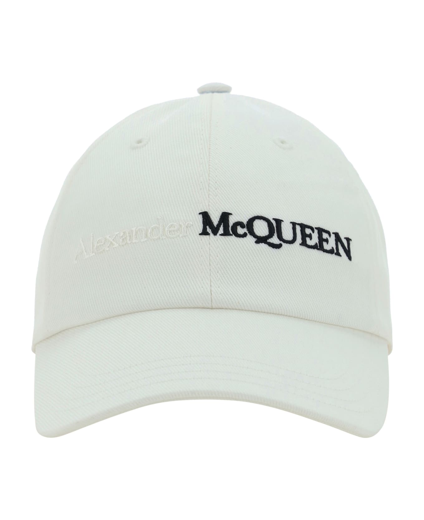 Alexander McQueen Logo Embroidered Baseball Cap - White/black 帽子