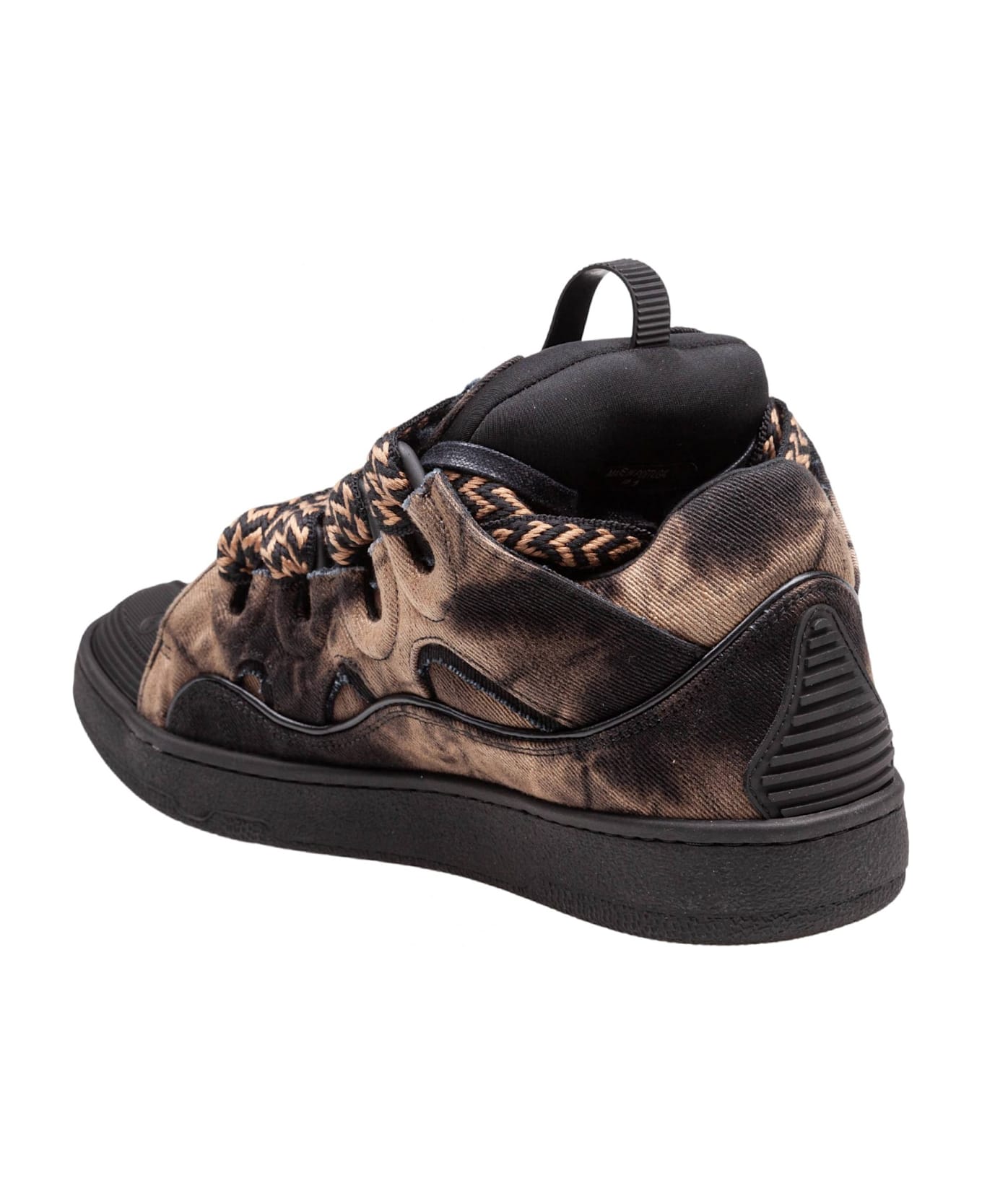 Lanvin Curb Sneakers In Washed Denim Color Black And Brown - Black beige