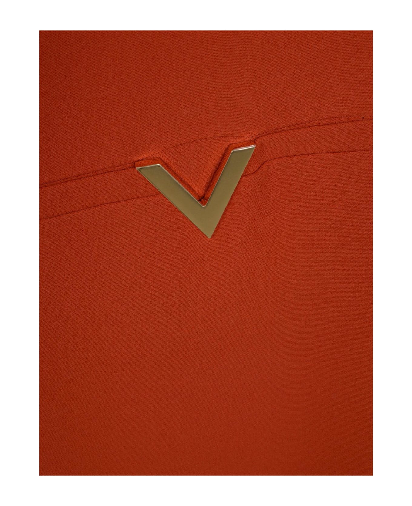 Valentino Split Neck Long-sleeved Midi Dress - Orange