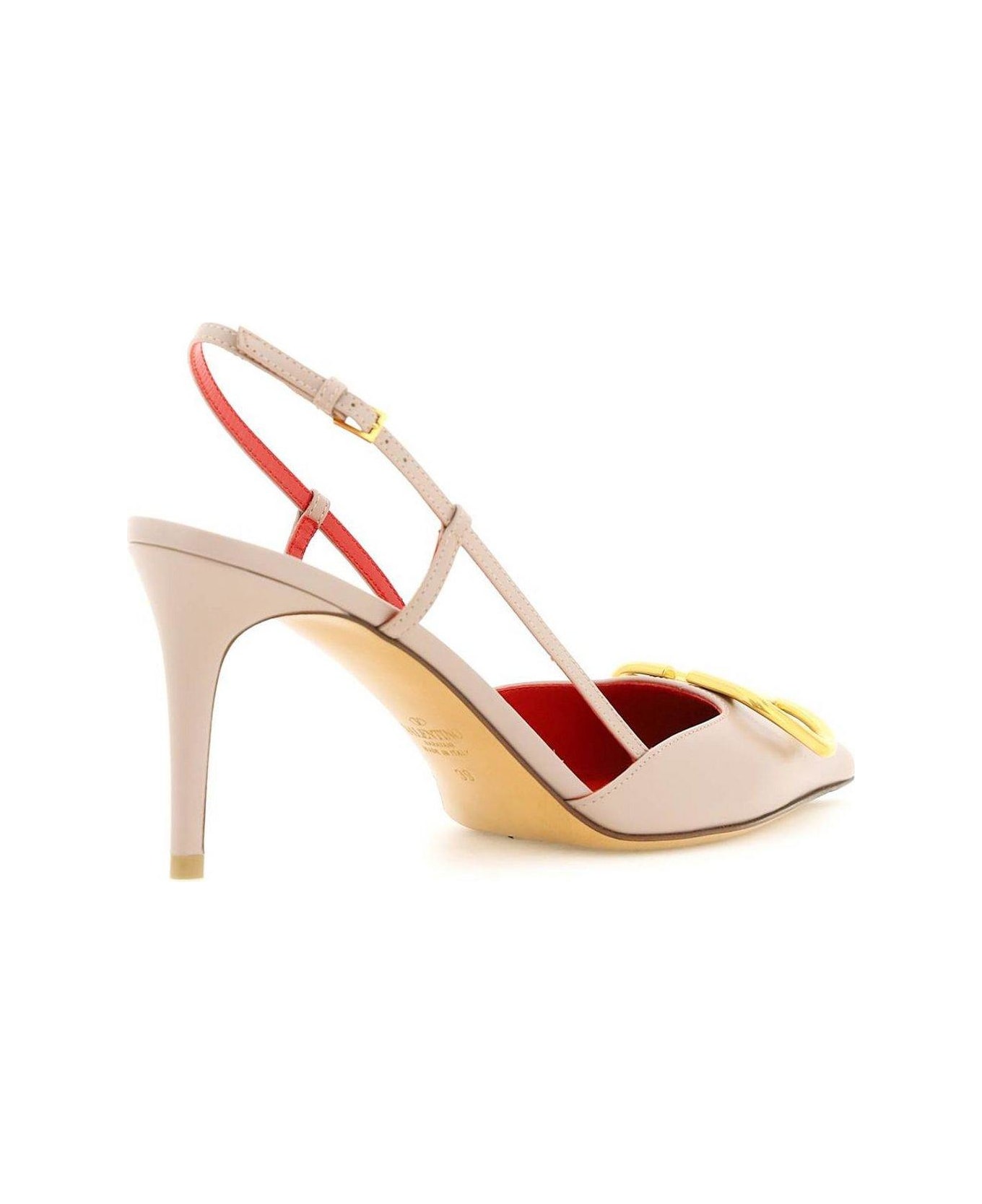 Valentino Garavani Vlogo Plaque Pointed Toe Slingback Pumps - NEUTRALS