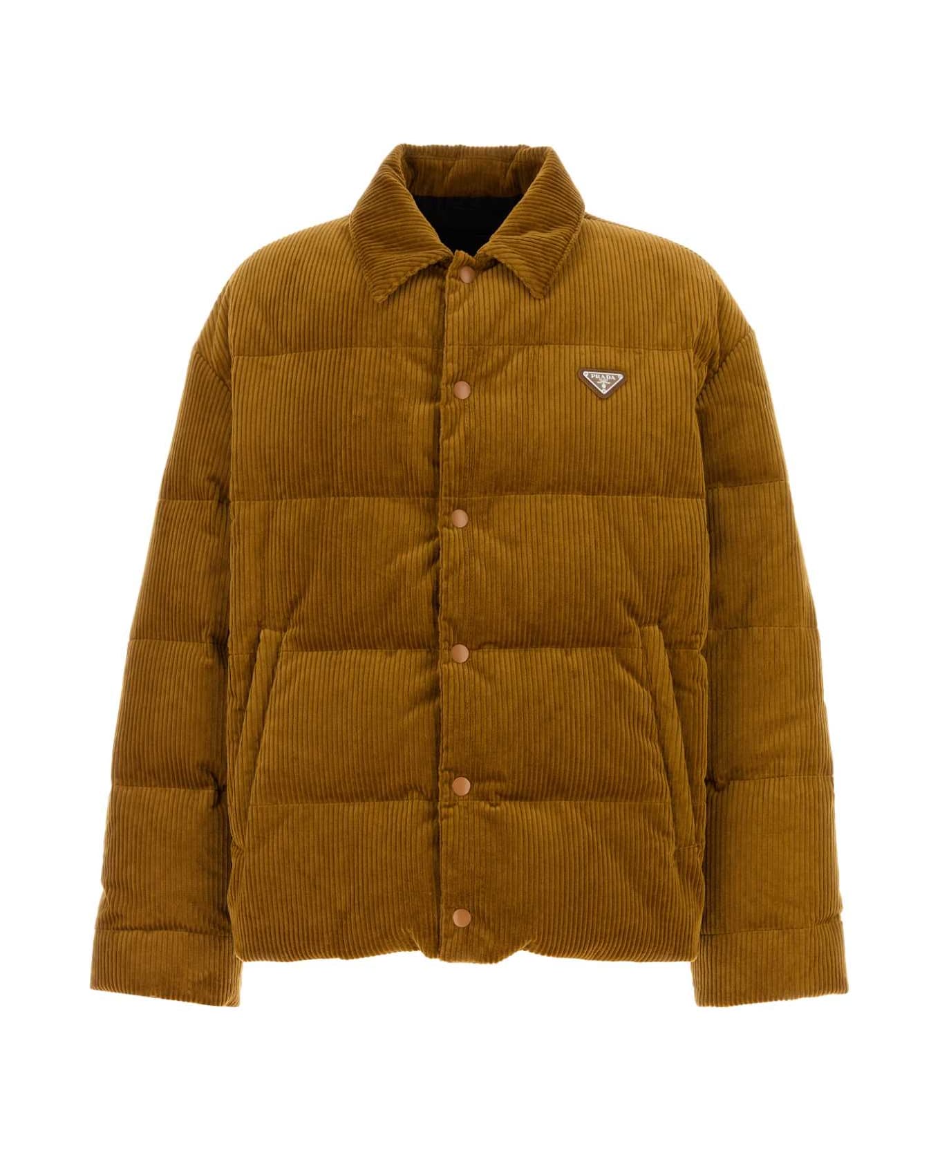 Prada Ochre Corduroy Down Jacket - ORZO