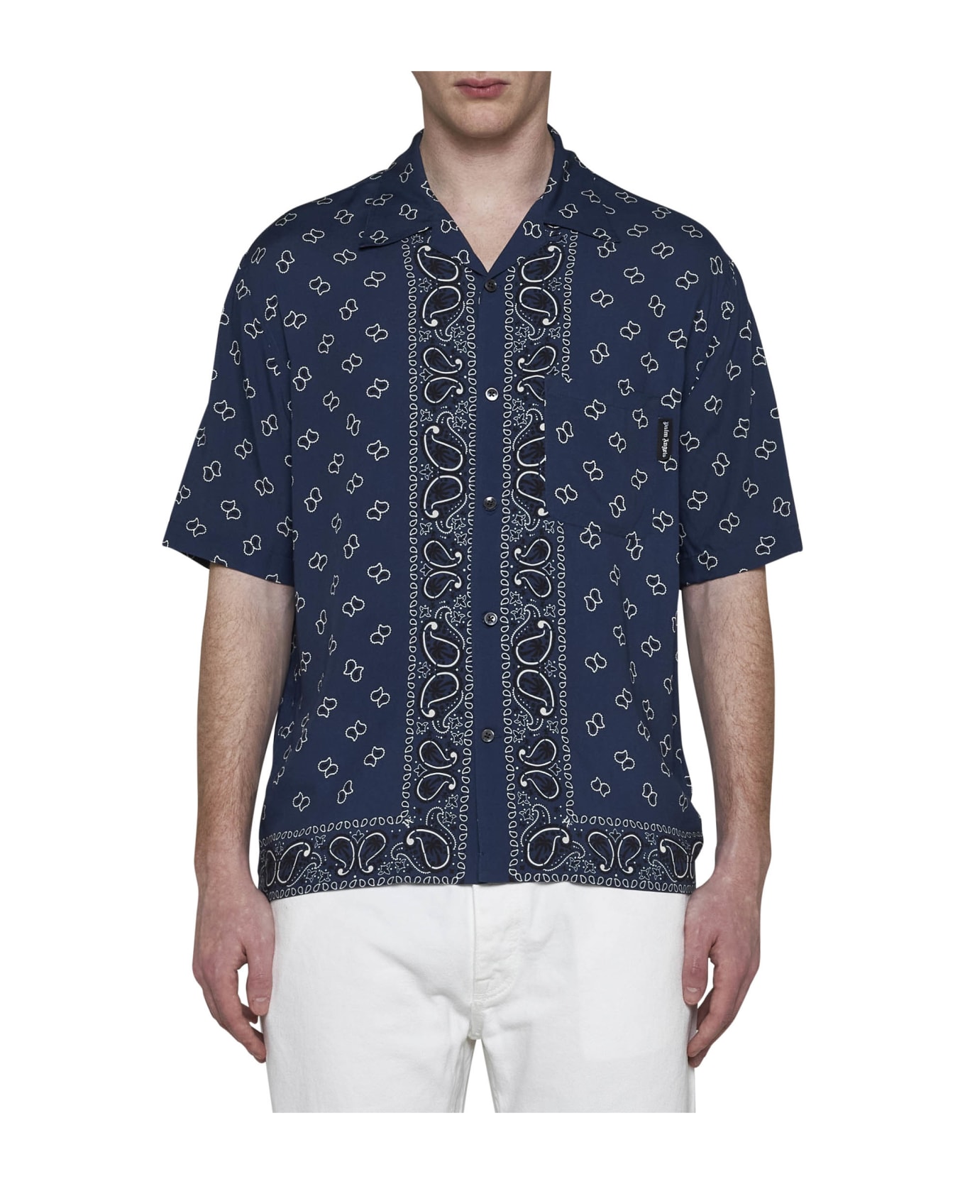 Palm Angels Printed Short Sleeved Shirt - blue