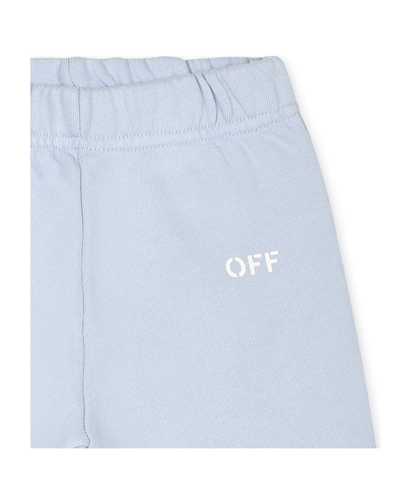 Off-White Light Blue Trousers For Baby Boy With Logo - Light Blue