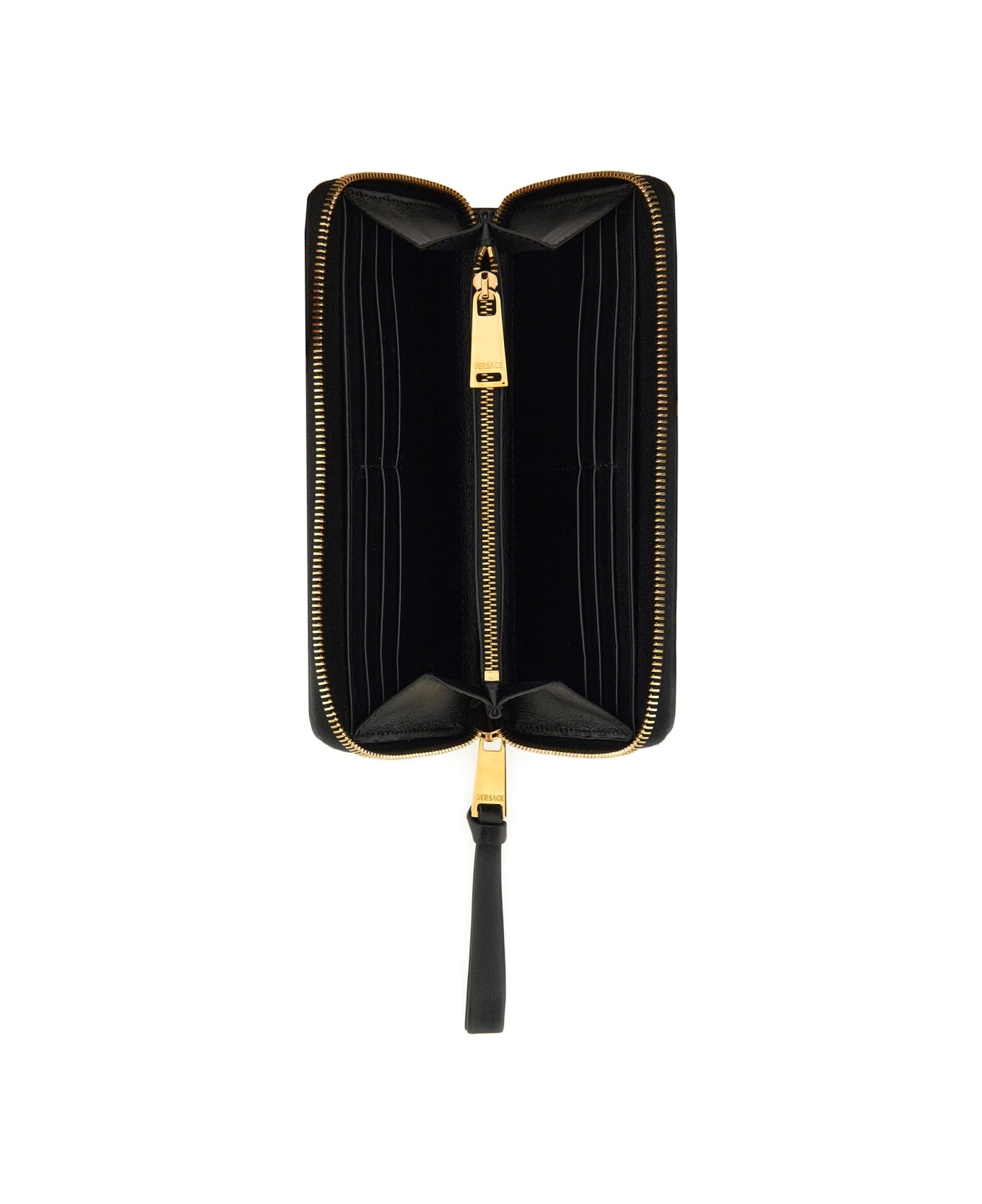 Versace Long Wallet With Logo - BLACK