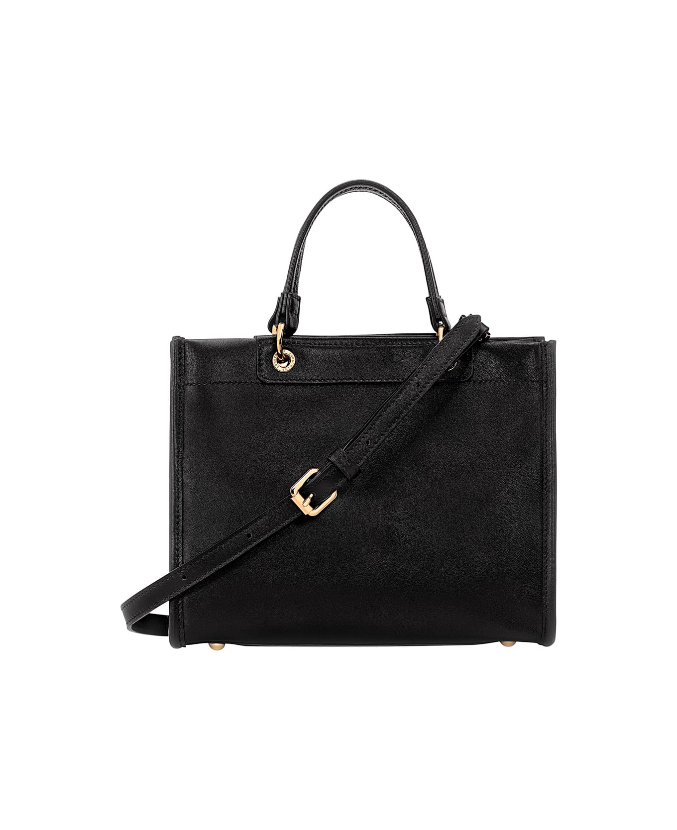 Longchamp Black Handbag With Embossed Logo - Black