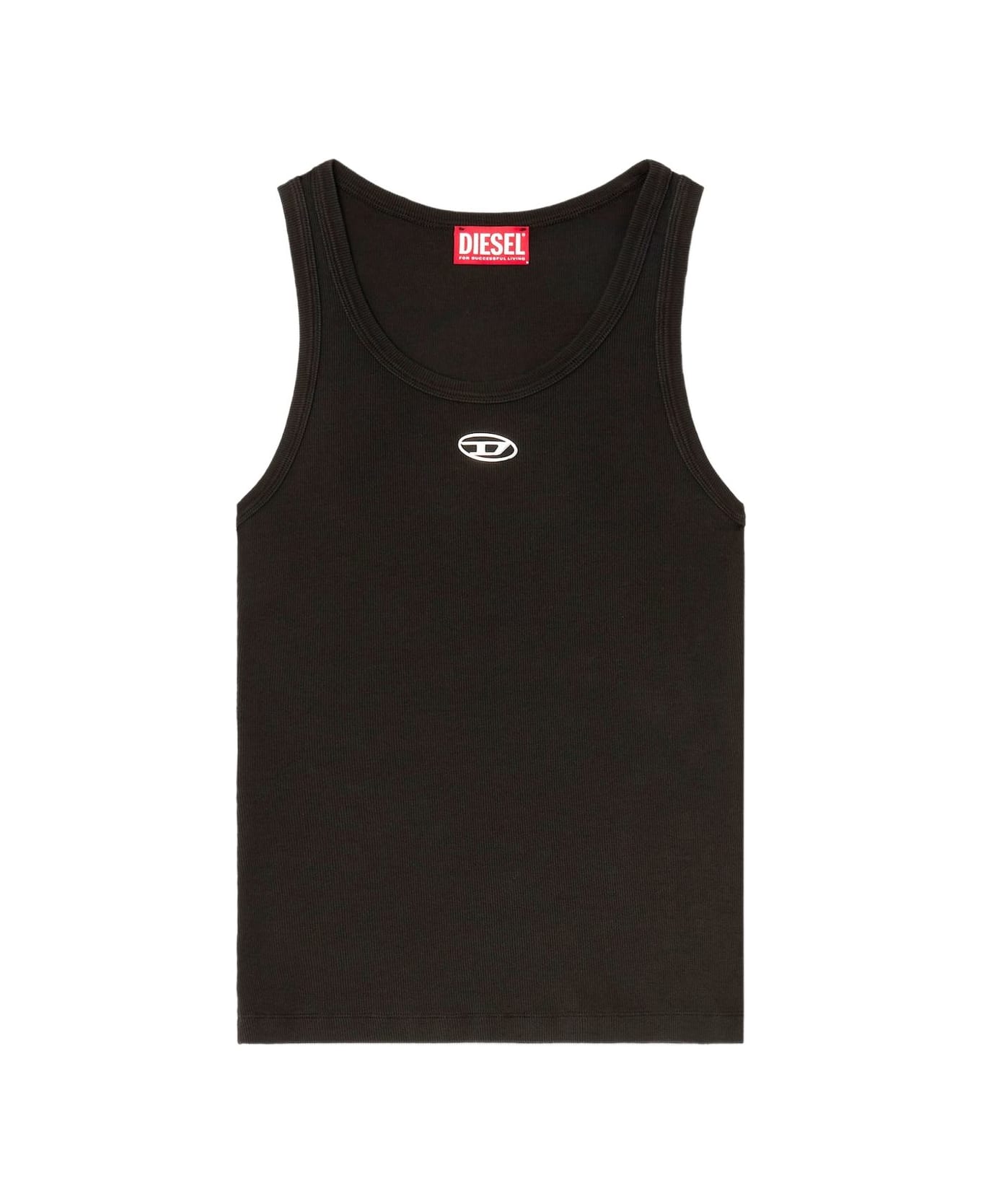 Diesel Logo Cotton Tank Top - Black