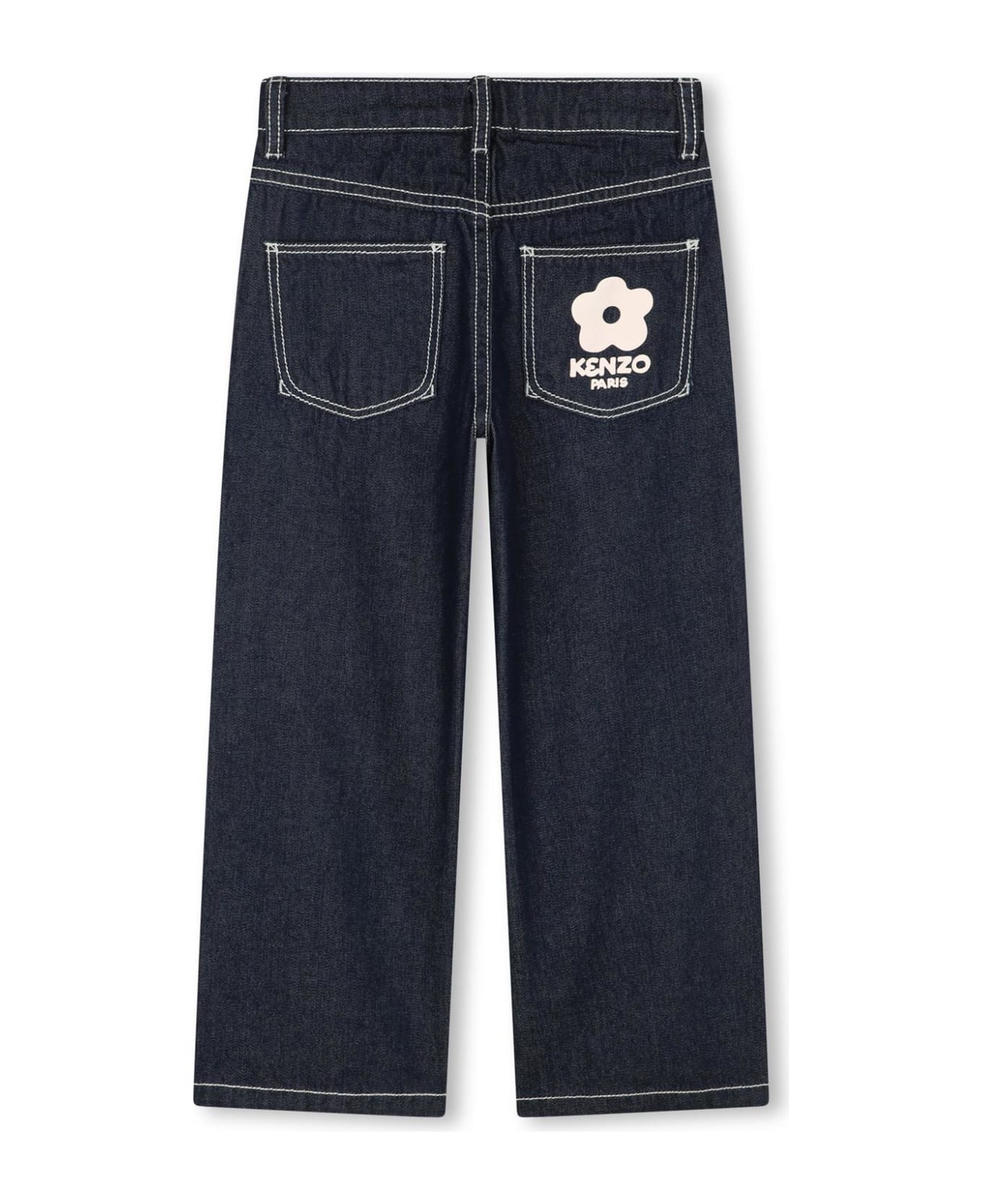 Kenzo Kids Jeans Dritti Con Stampa - Blue ボトムス