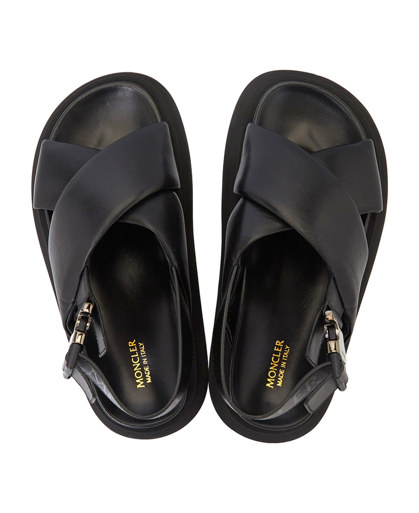 Moncler Solarisse Leather Sandals - Black サンダル