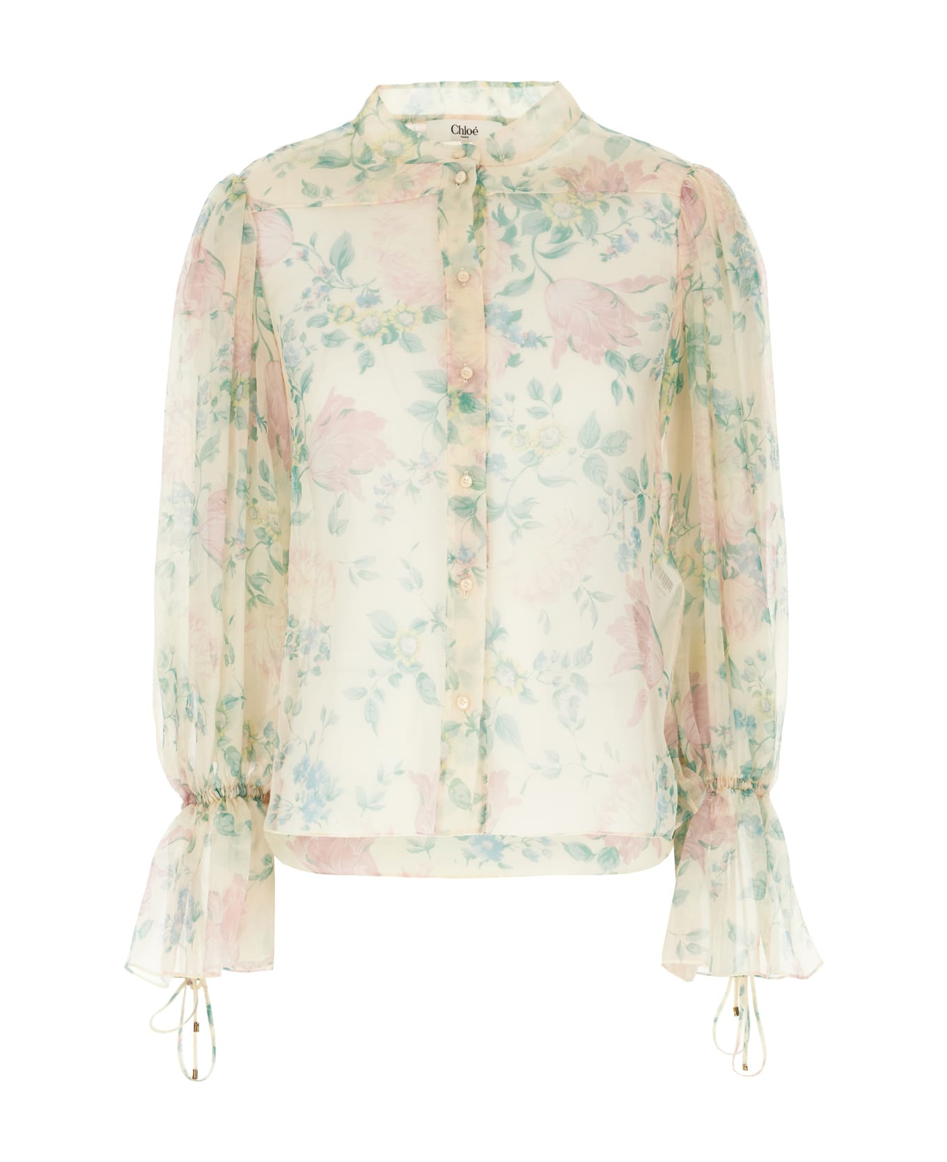 Chloé Printed Silk Blouse - Beige