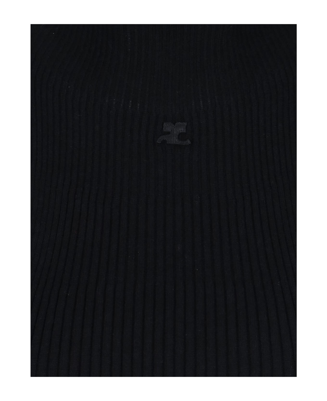 Courrèges Logo Crop Top - Black  