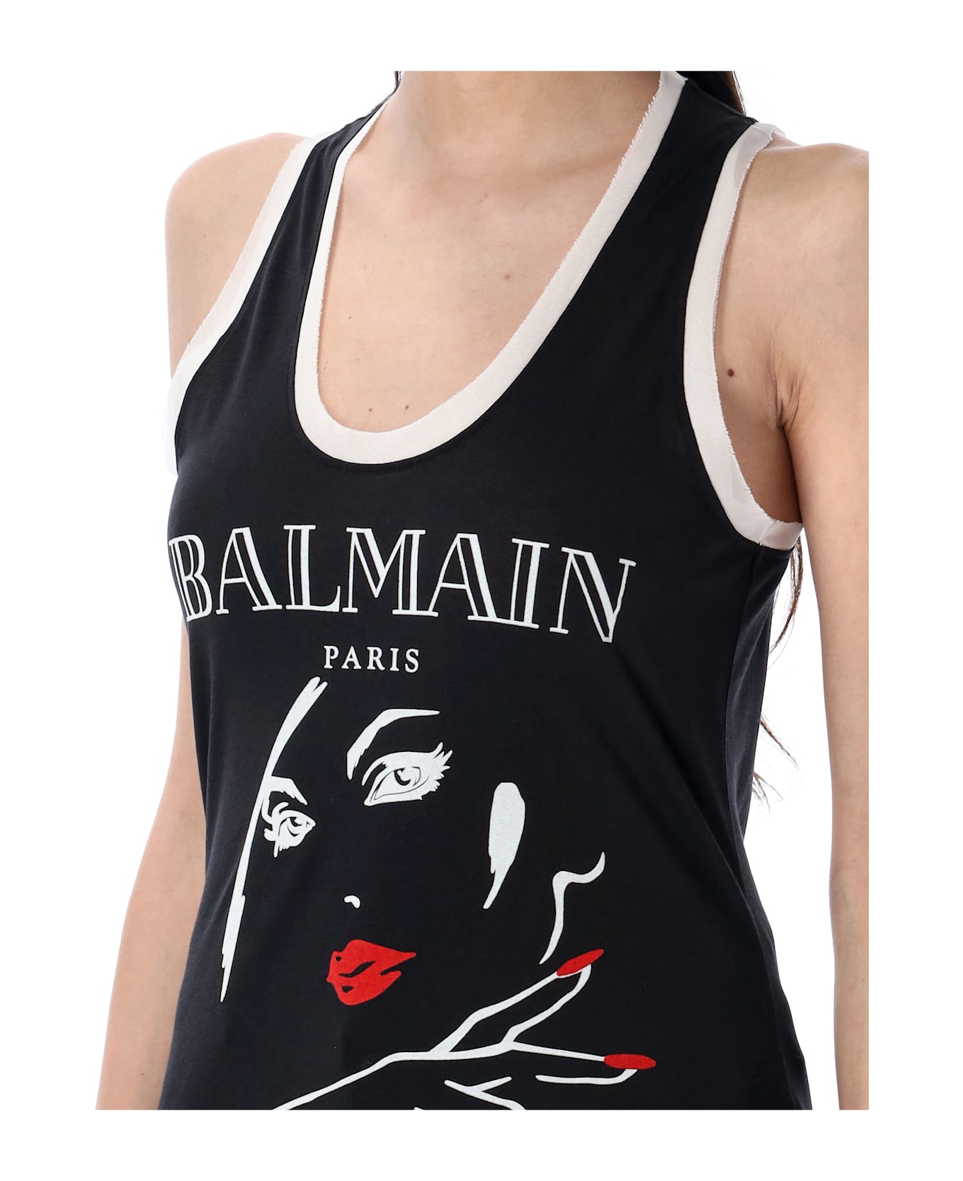 Balmain Beauty Print Tank Top - BLACK