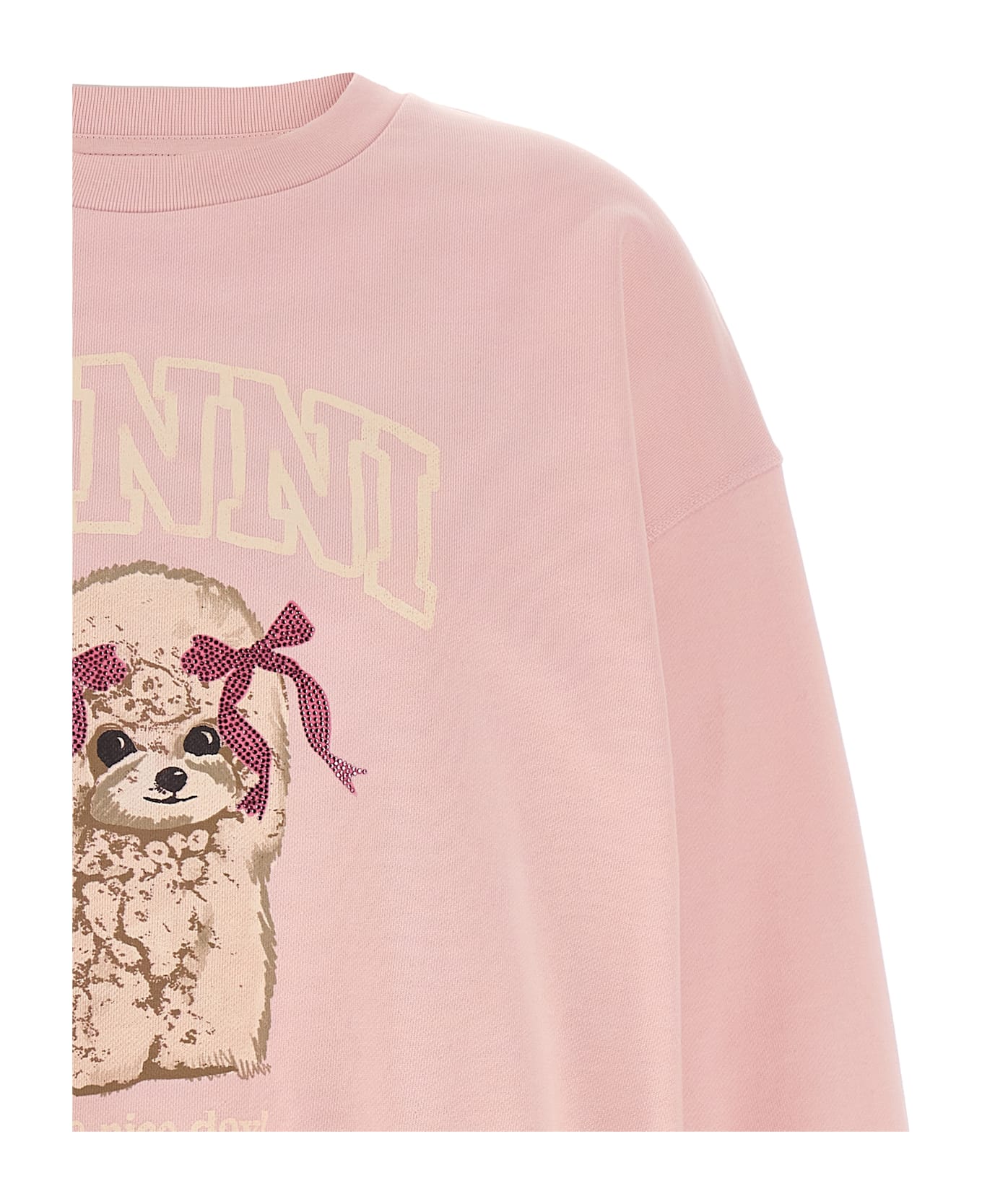 Ganni Front Print Sweatshirt - Pink