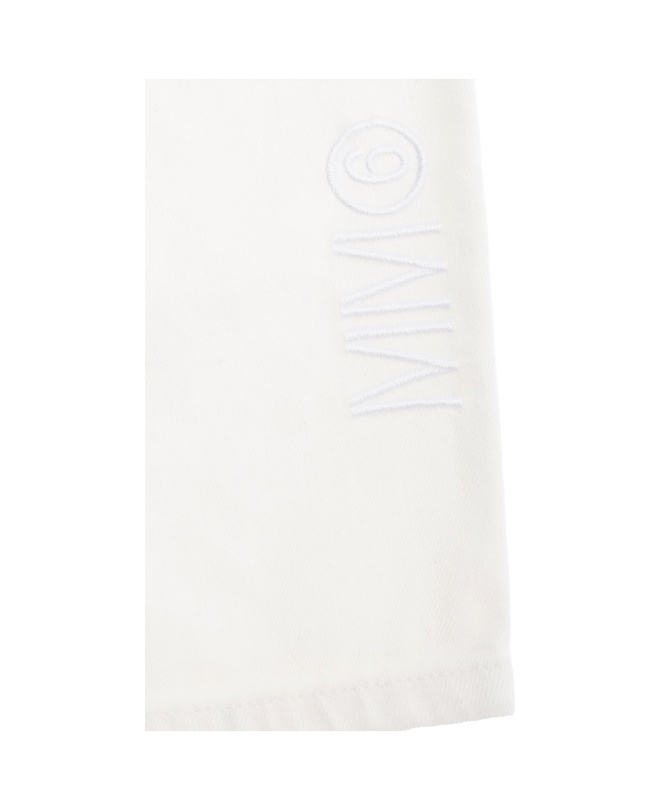 MM6 Maison Margiela White Pants With Elastic Waist And Logo Lettering Embroidery On The Side In Denim Boy - White