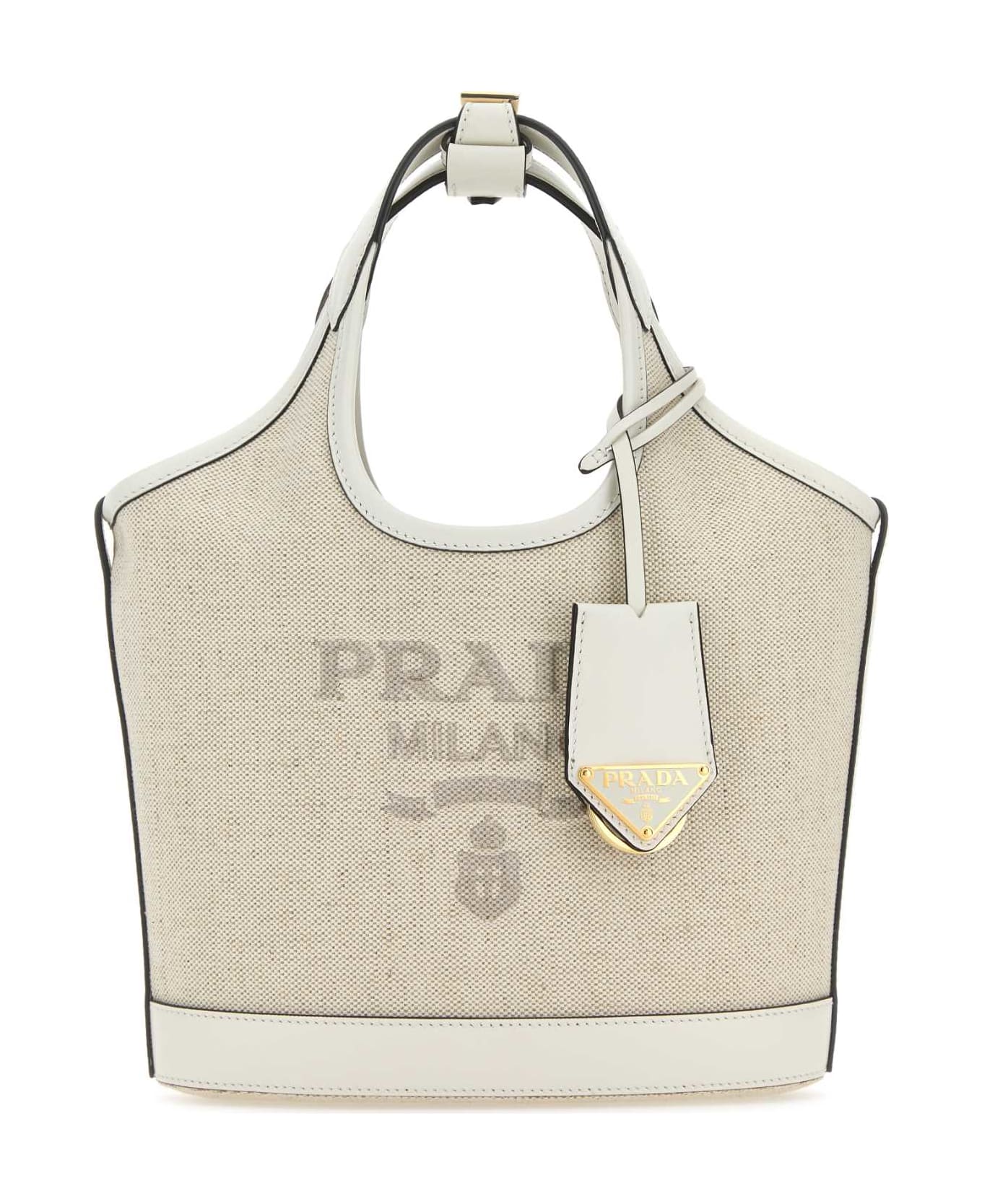 Prada Sand Canvas Handbag - NATURALEBIANCO
