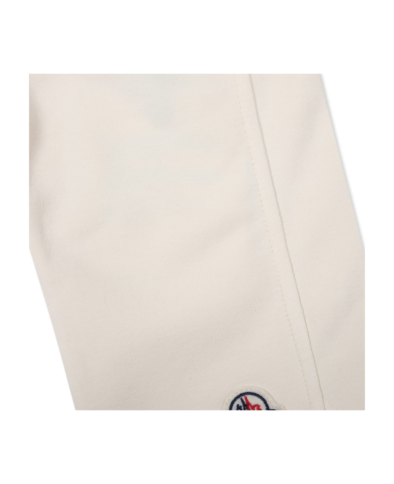 Moncler Ivory Pants For Baby Girl With Logo Patch - Ivory