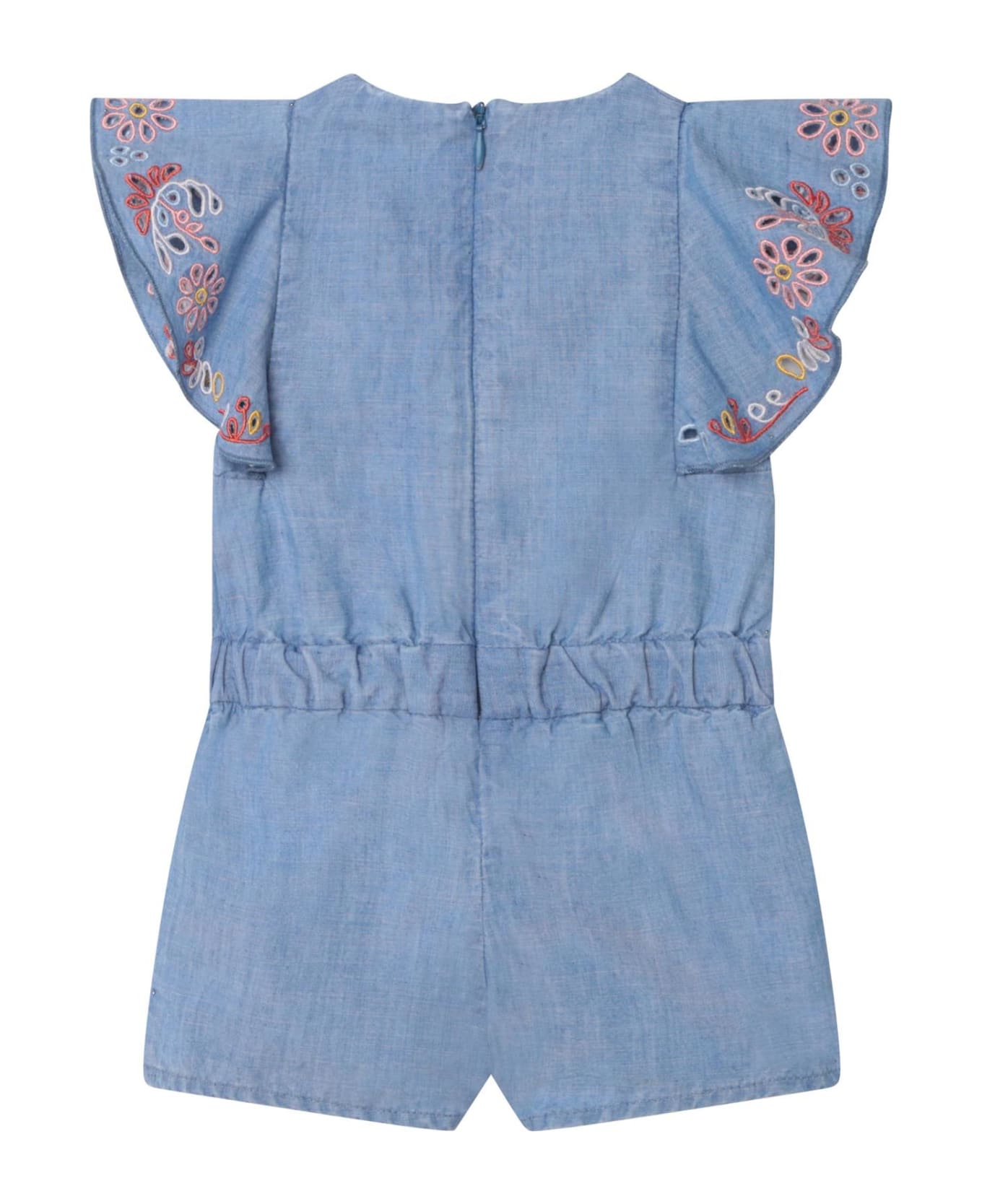 Chloé Floral Short Jumpsuit With Drawstring - Blue