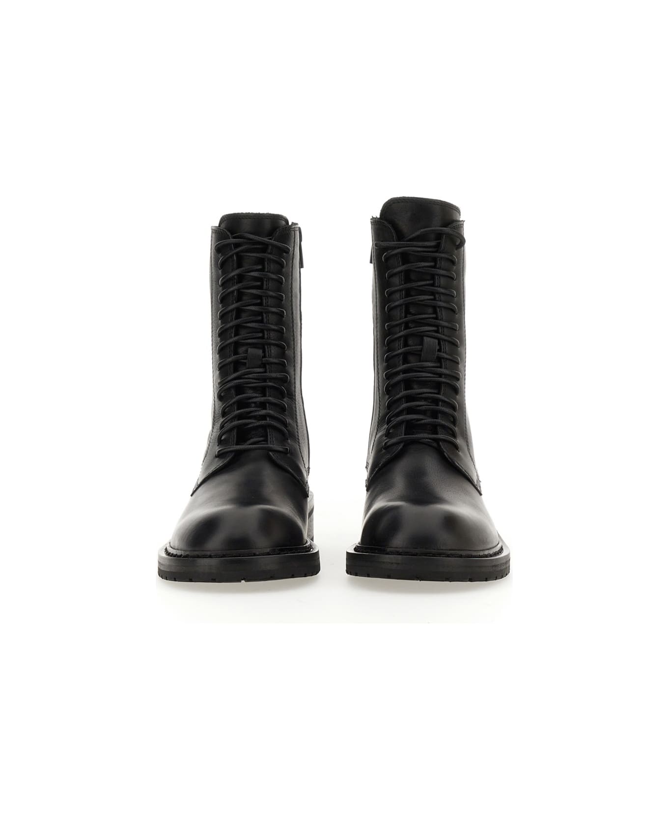 Ann Demeulemeester Leather Lace-up Boot - BLACK