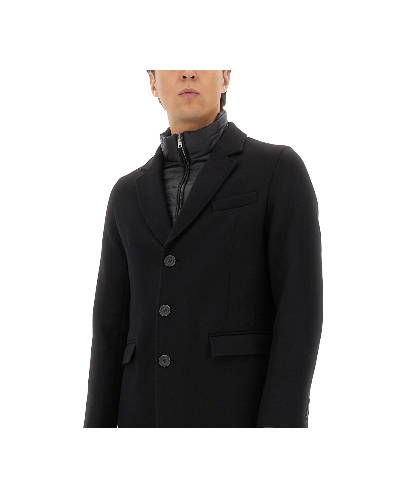 Herno Coat With Quilted Insert - BLACK