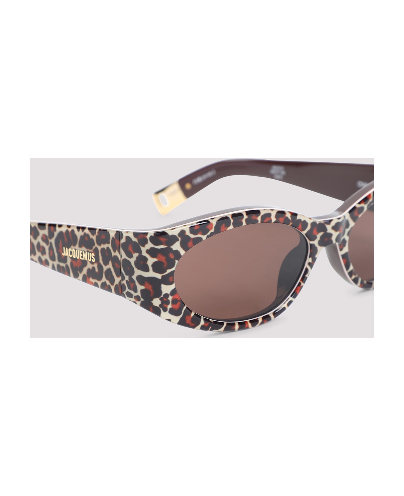 Jacquemus Ovalo Sunglasses - Leopard Yellow Gold Brown