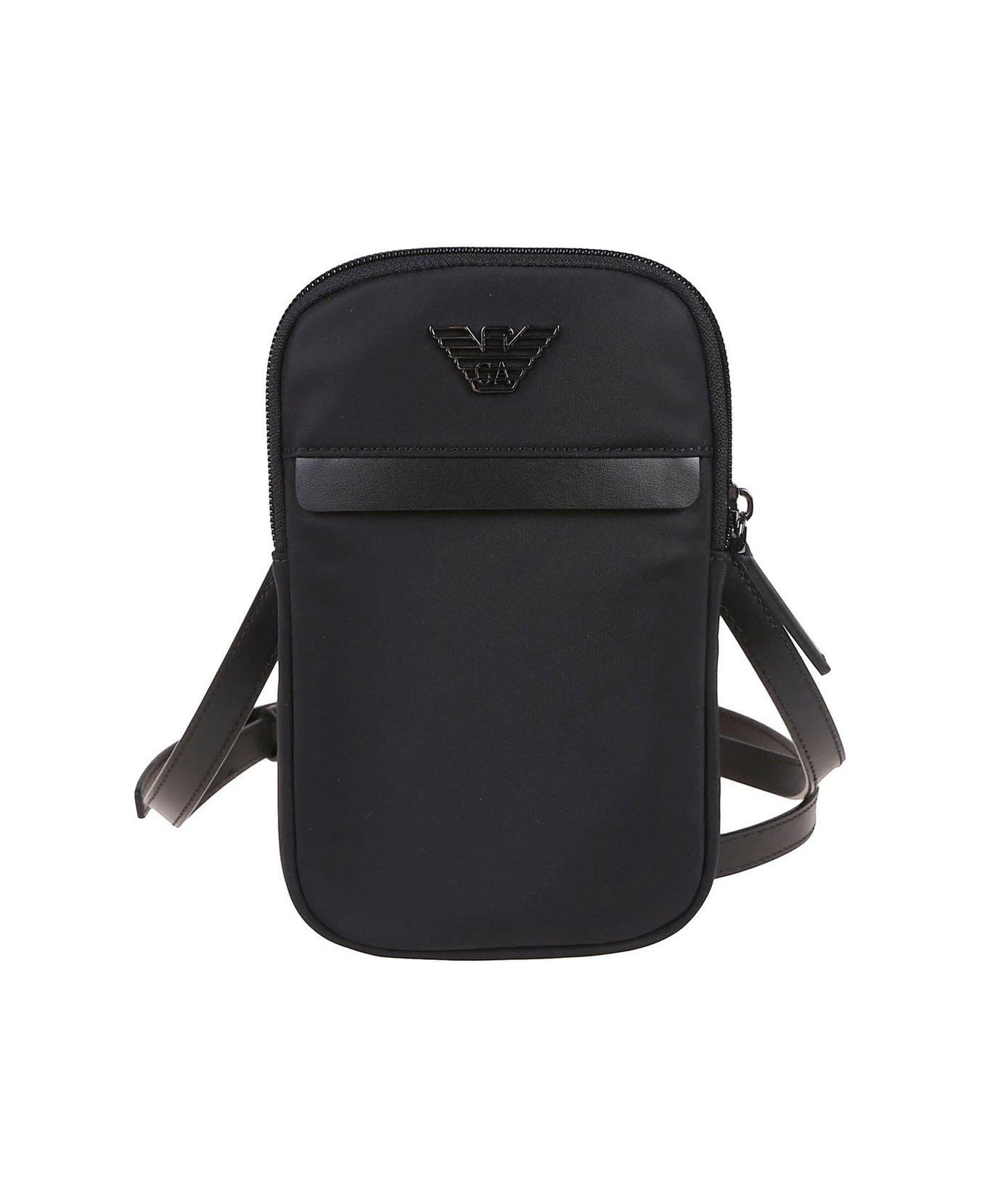 Emporio Armani Logo Patch Zipped Wallet - Black